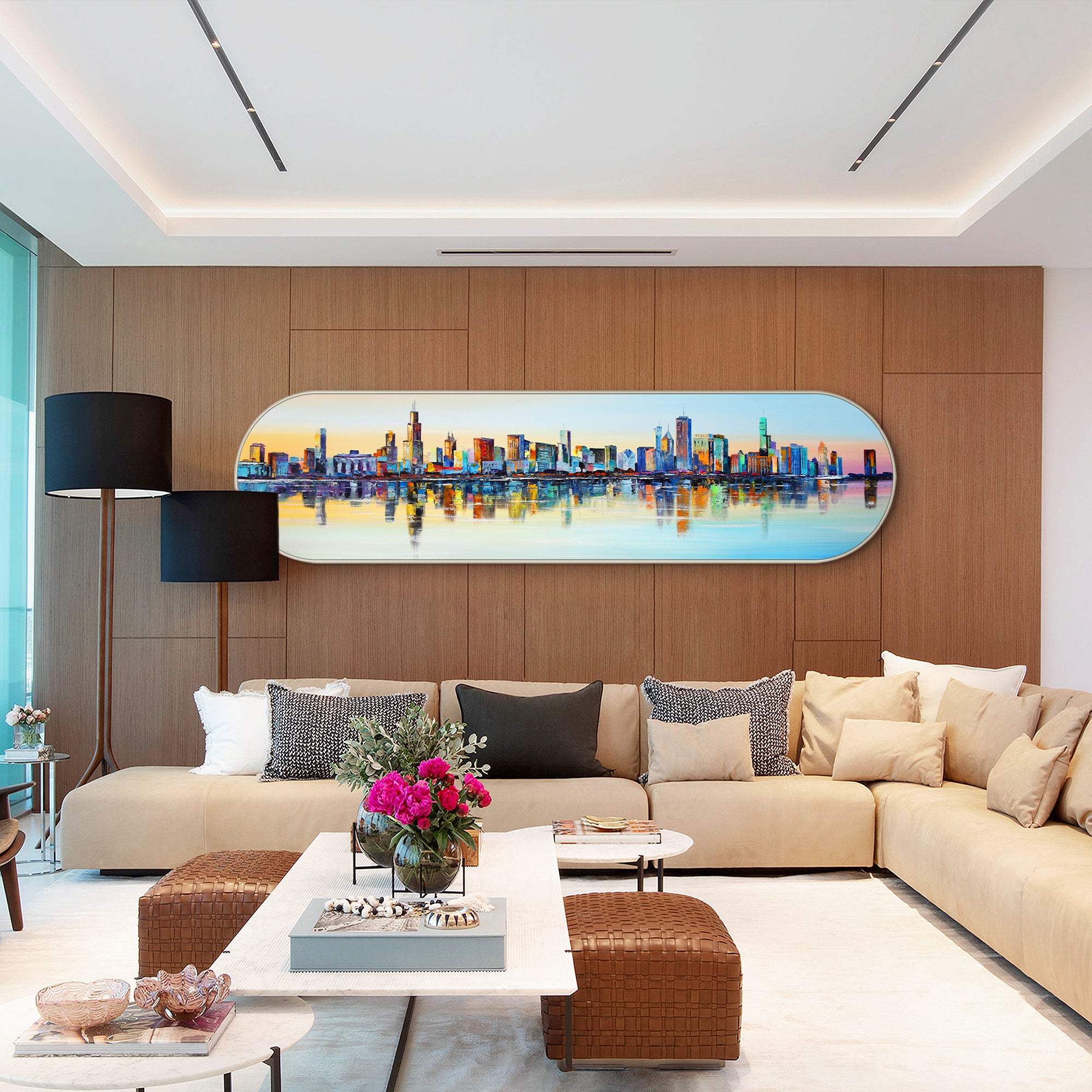 Chicago Skyline Painting Long Narrow Art