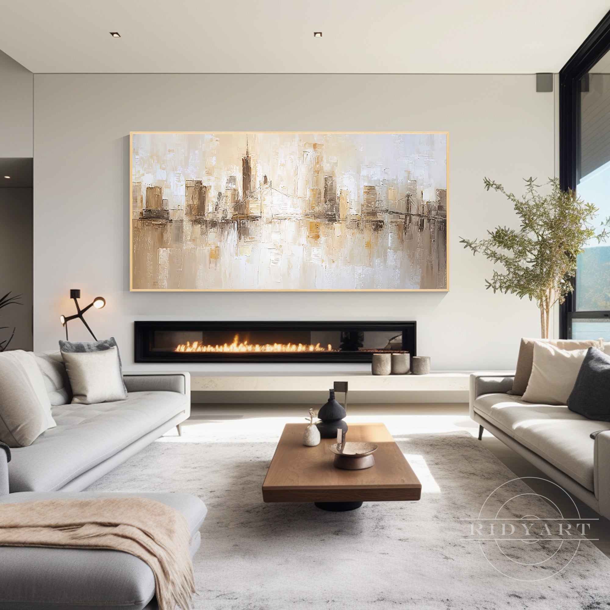 Modern abstract city skyline artwork
