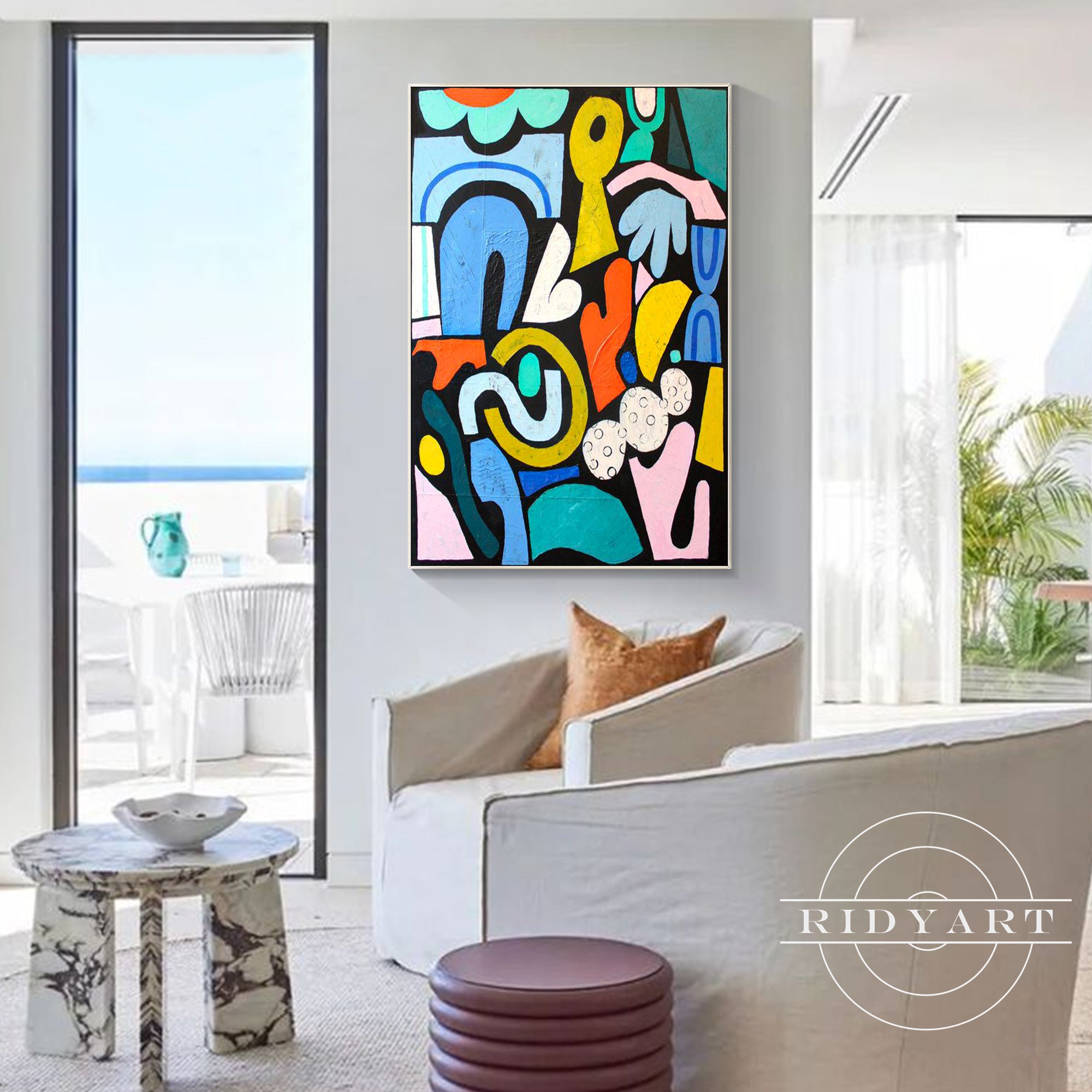 Modern graffiti-style abstract wall art for home decoration
Colorful abstract Pop Art painting for contemporary living spaces