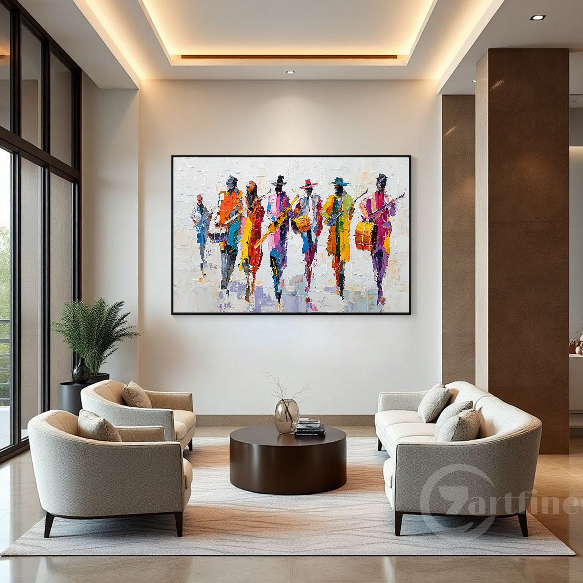 Fashionable music wall art with colorful abstract cello