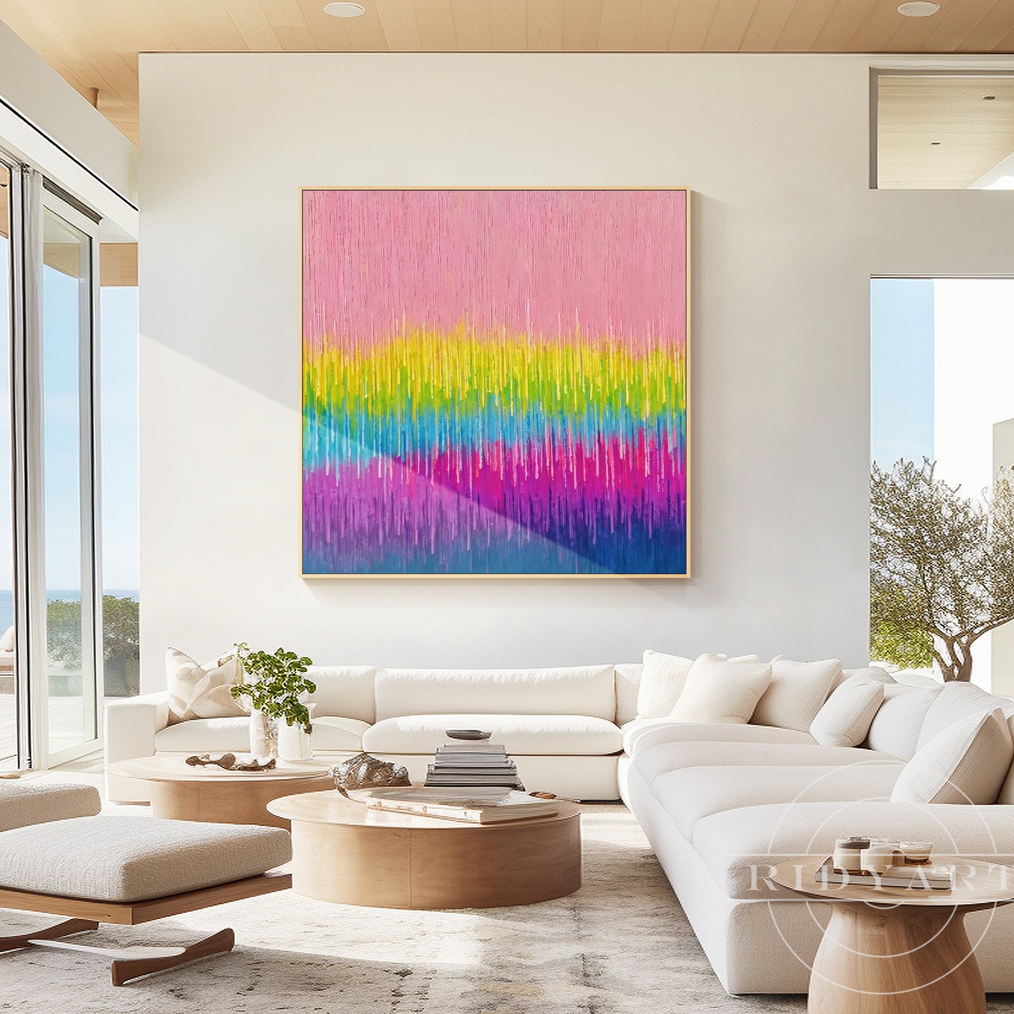 Arte da parete astratta rosa BA0951