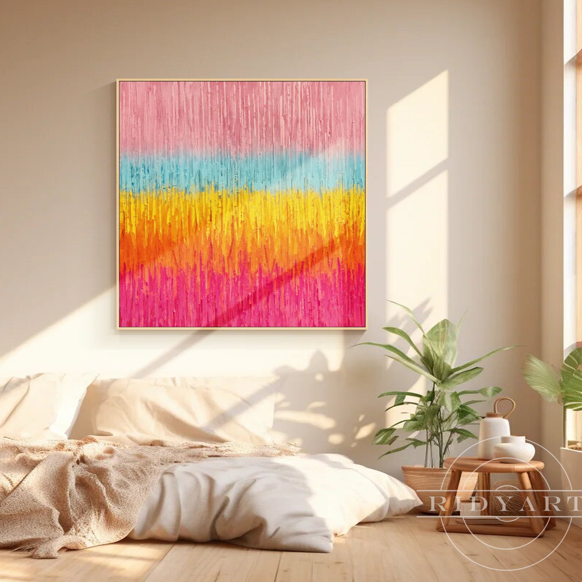 Pink abstrakt vægkunst BA0952