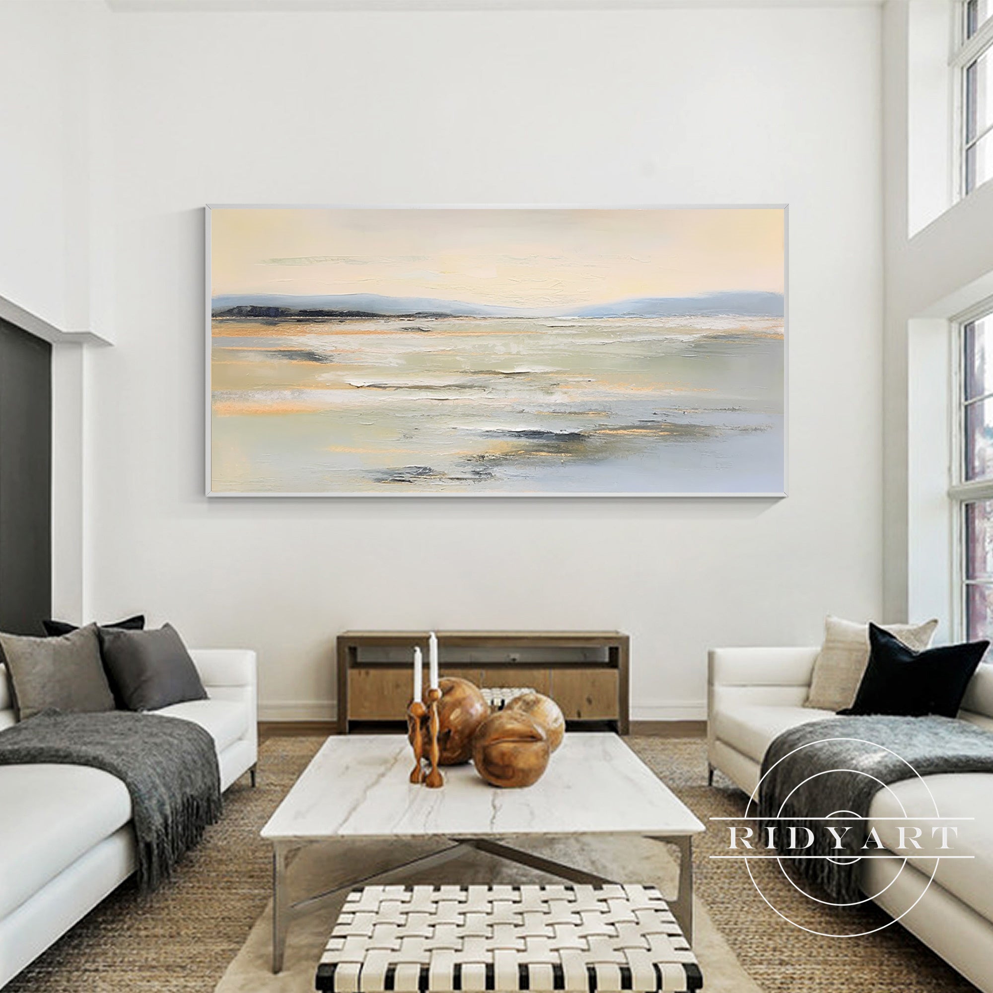 
Contemporary beige gray abstract canvas wall decoration