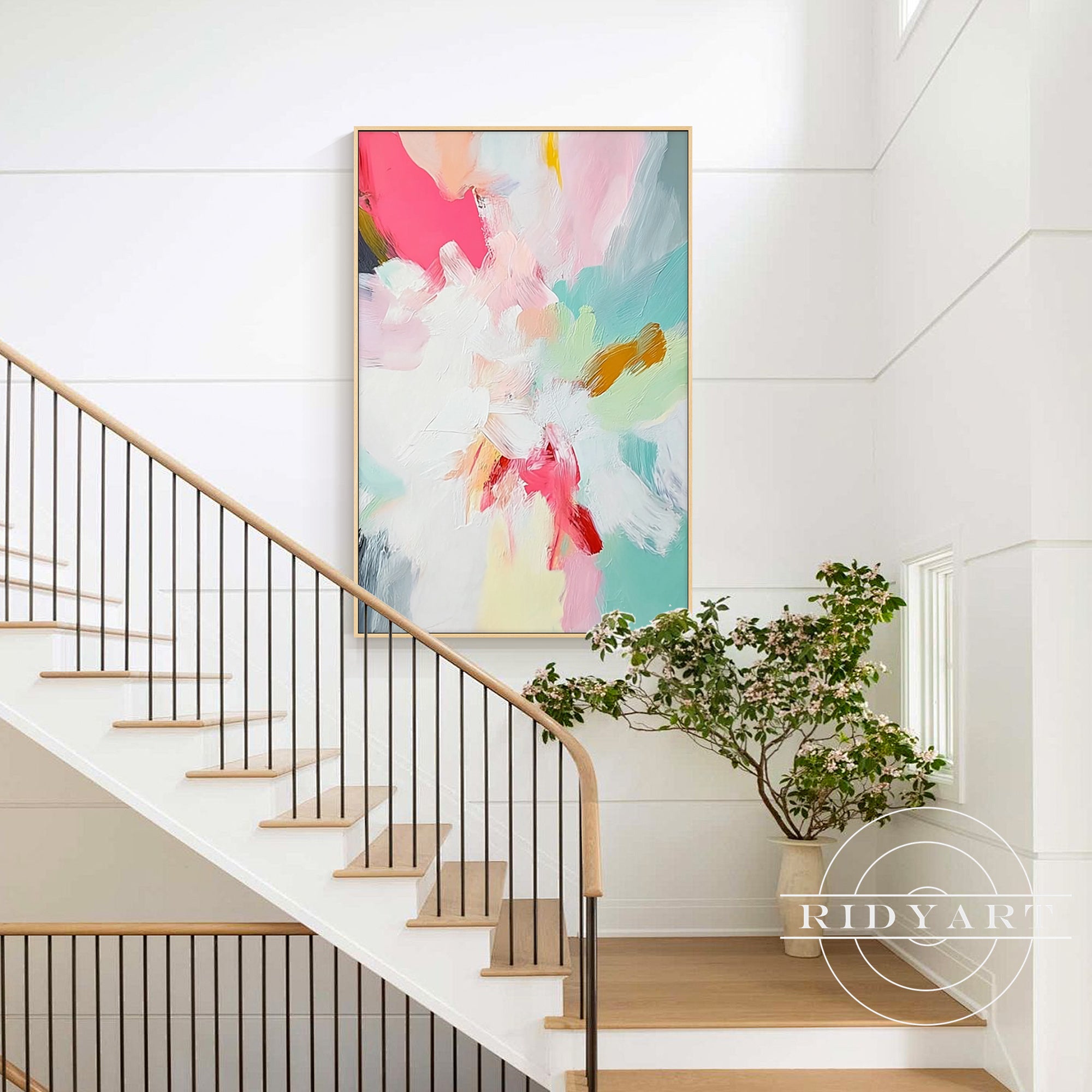 Textured pastel painting for modern minimalist decor