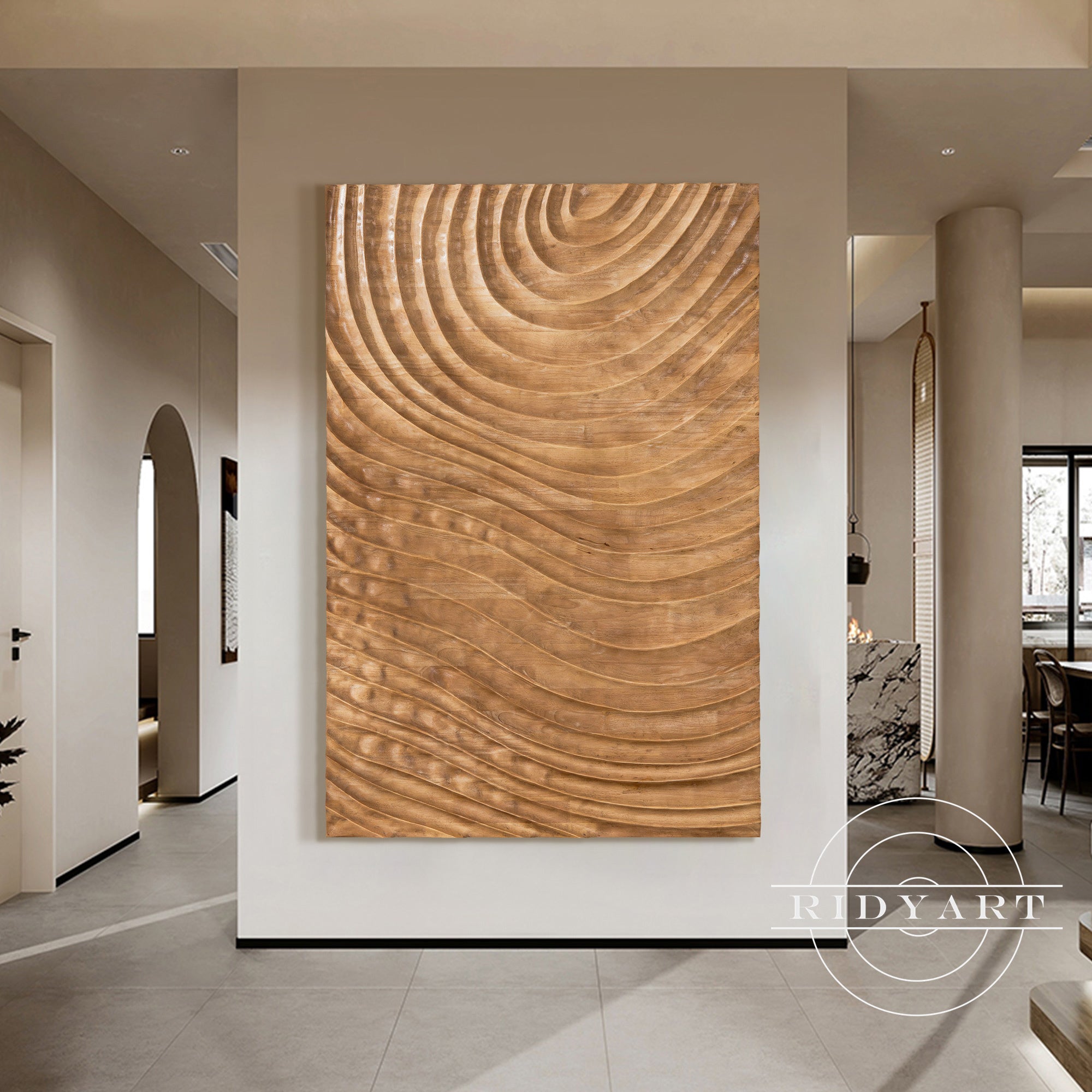 Contemporary sage green and black wooden wall hanging
