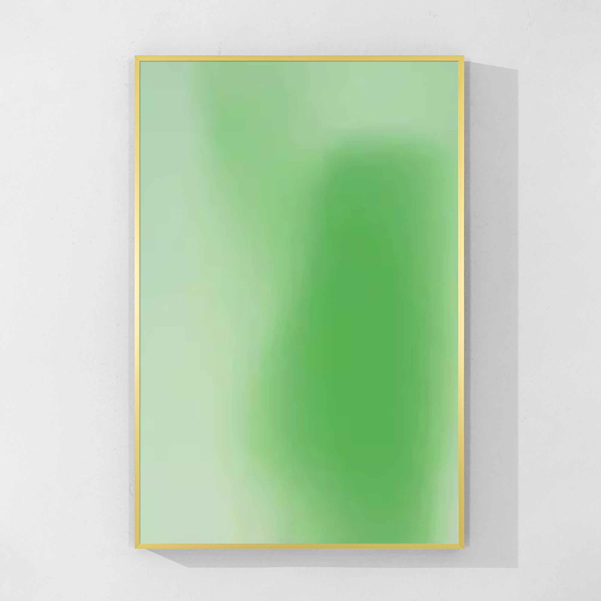 Extra large abstract gradient painting in bold green hues
