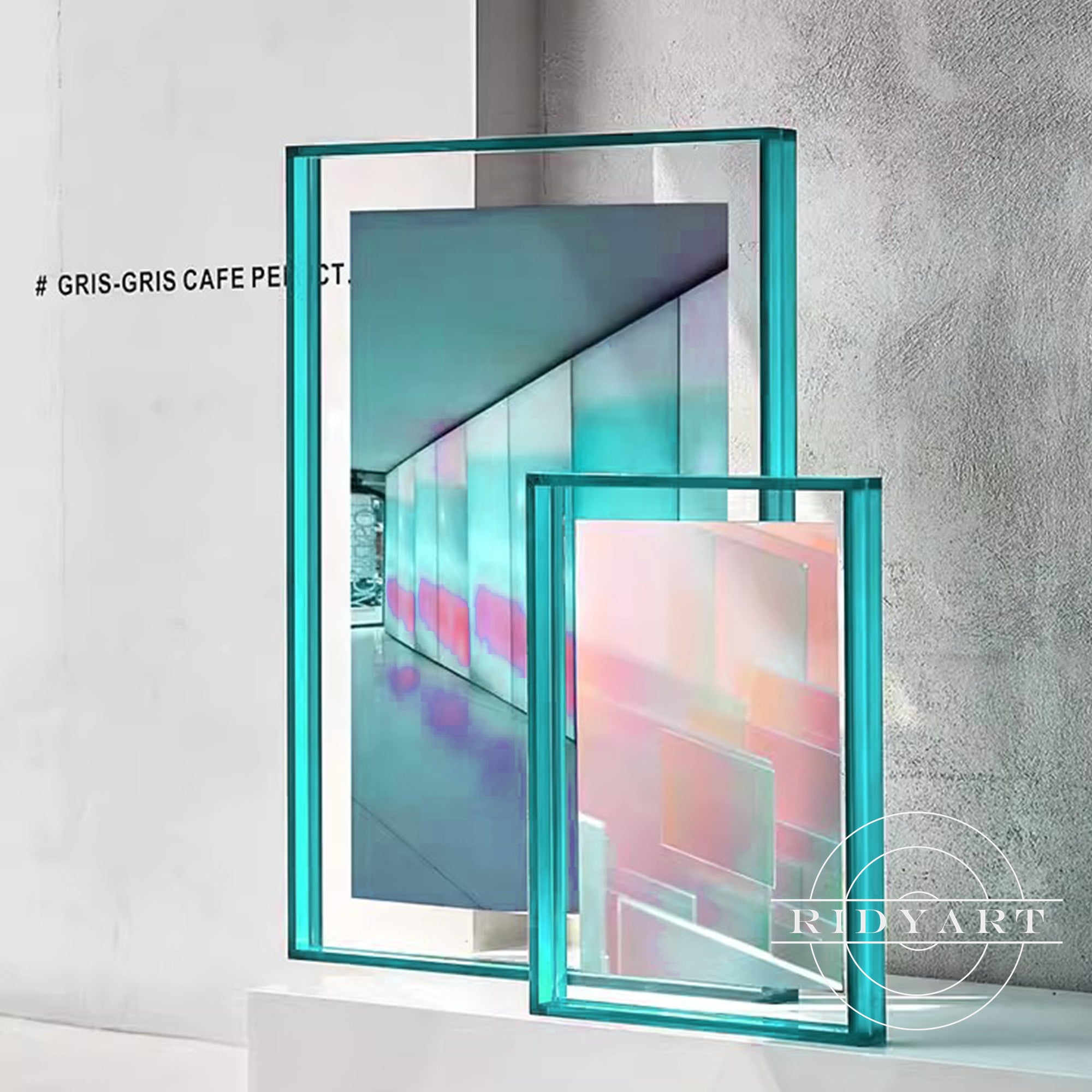 Modern acrylic pull-out frame with vibrant colors
