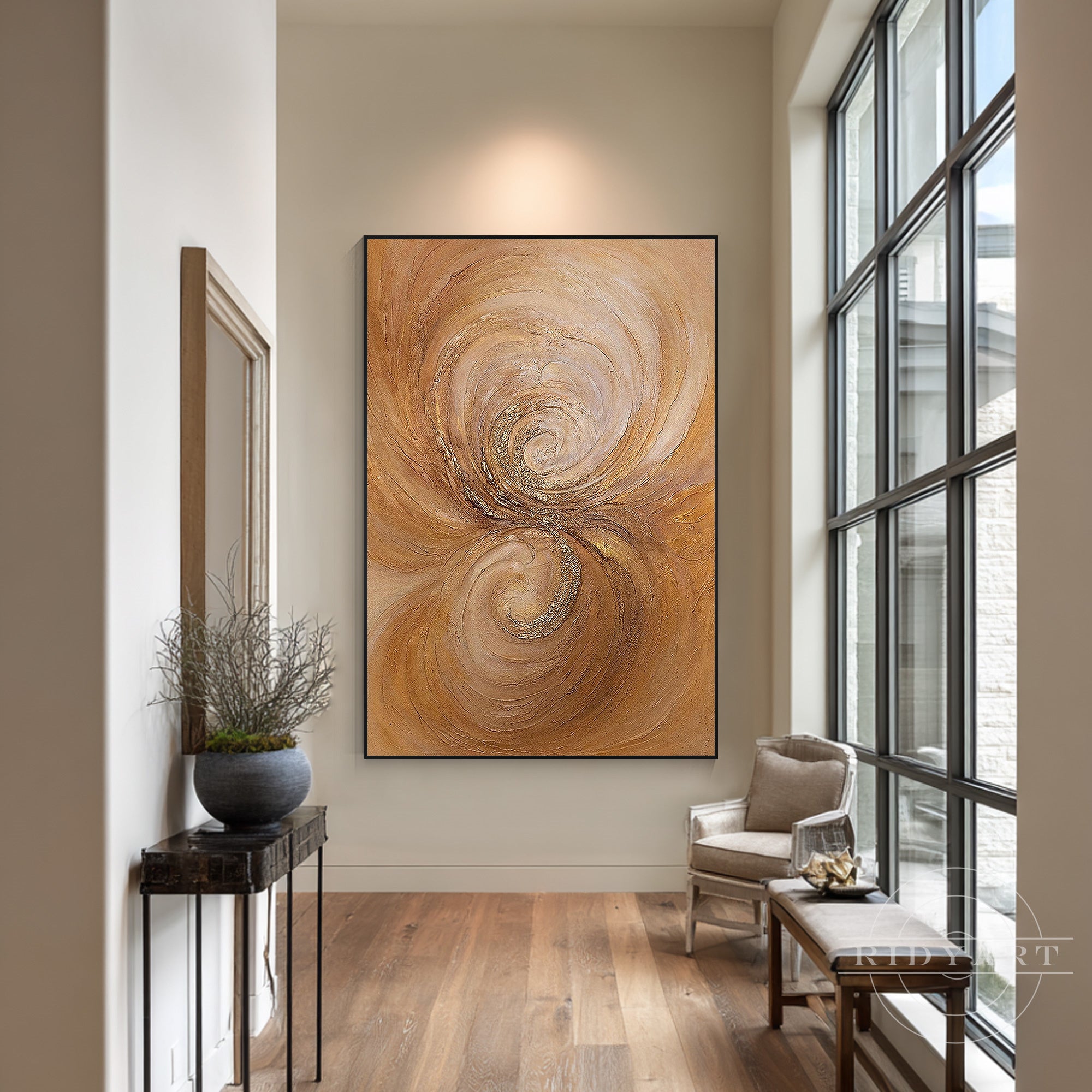 Minimalist brown textured canvas artwork