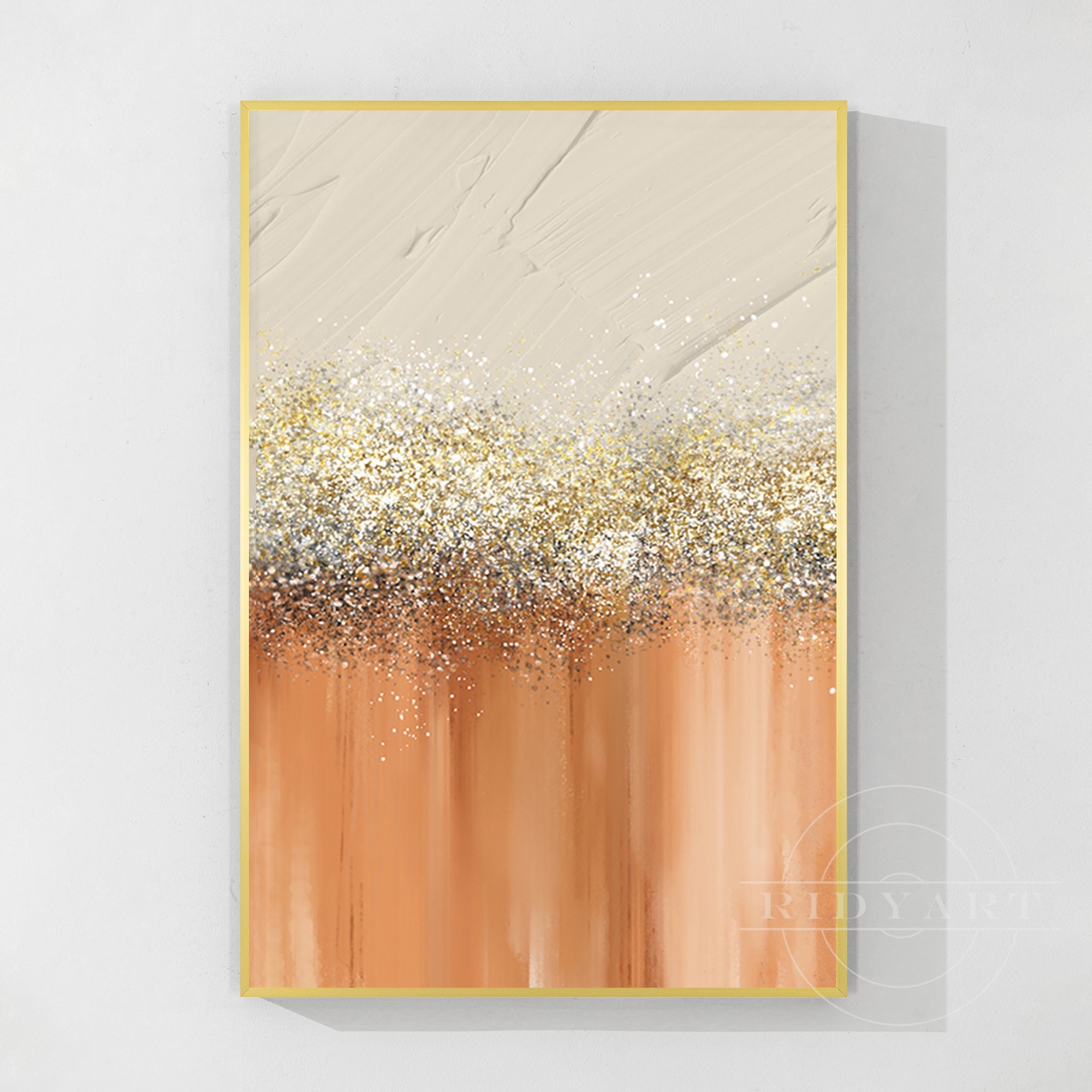 Orange Gold Silver wall art