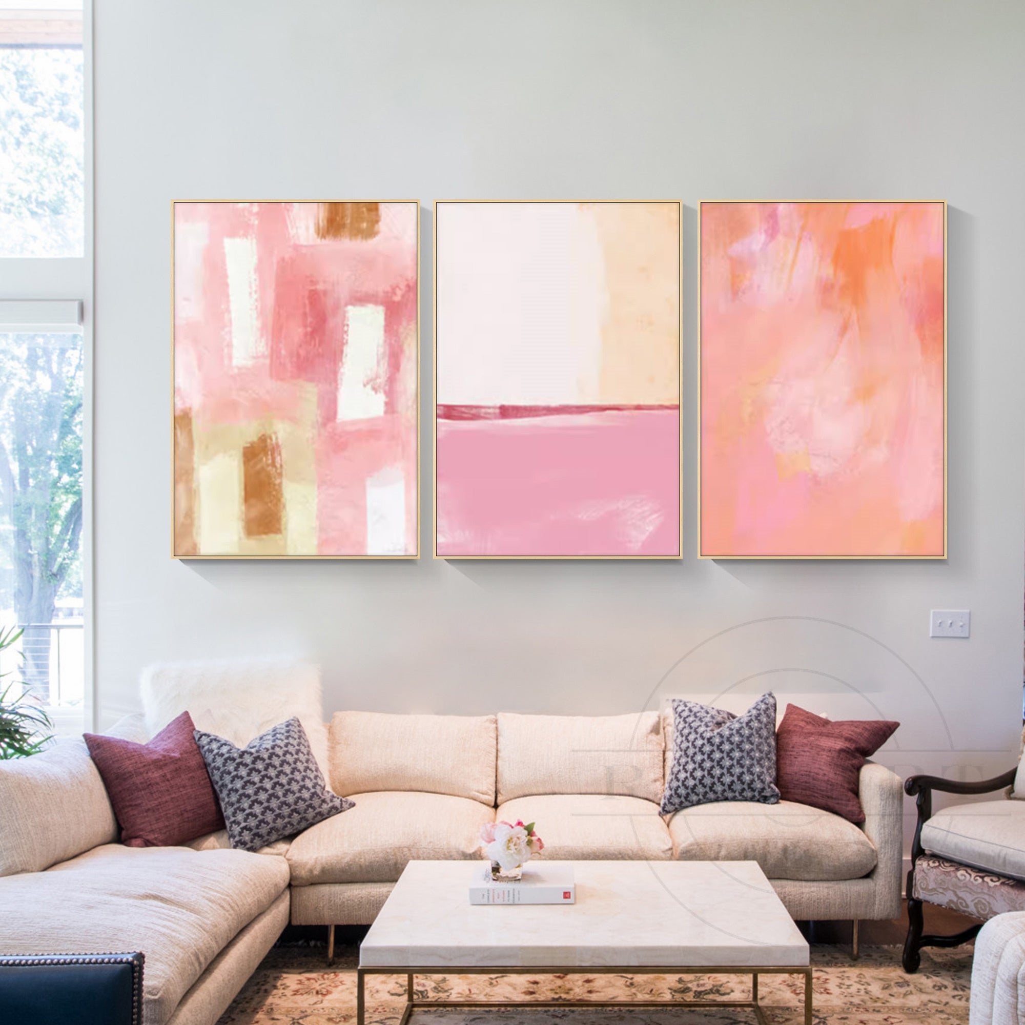 Modern pink petal canvas paintings for home decor