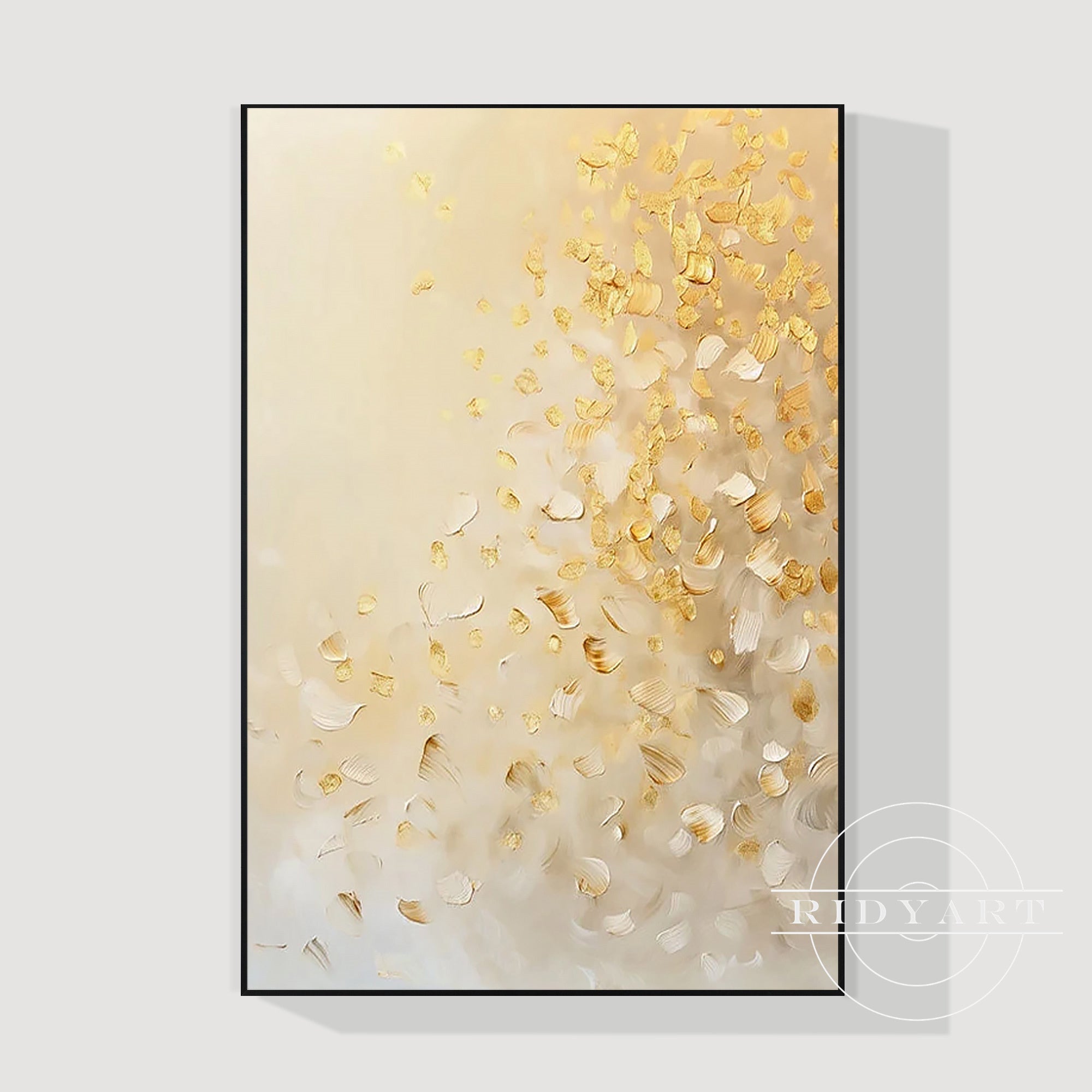 Extra large vertical wall art with gold accents