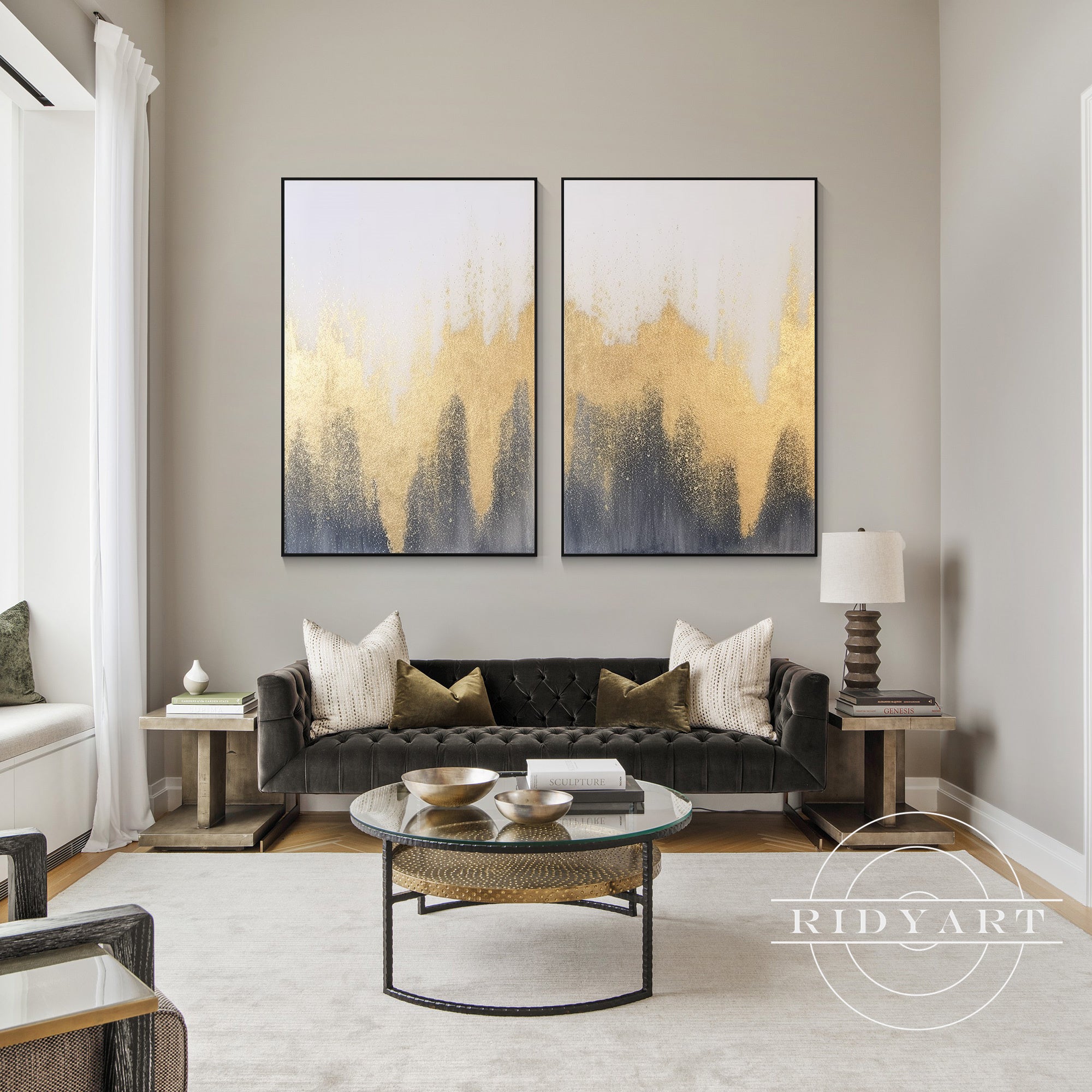 Extra large hand-painted luxury wall art for living room