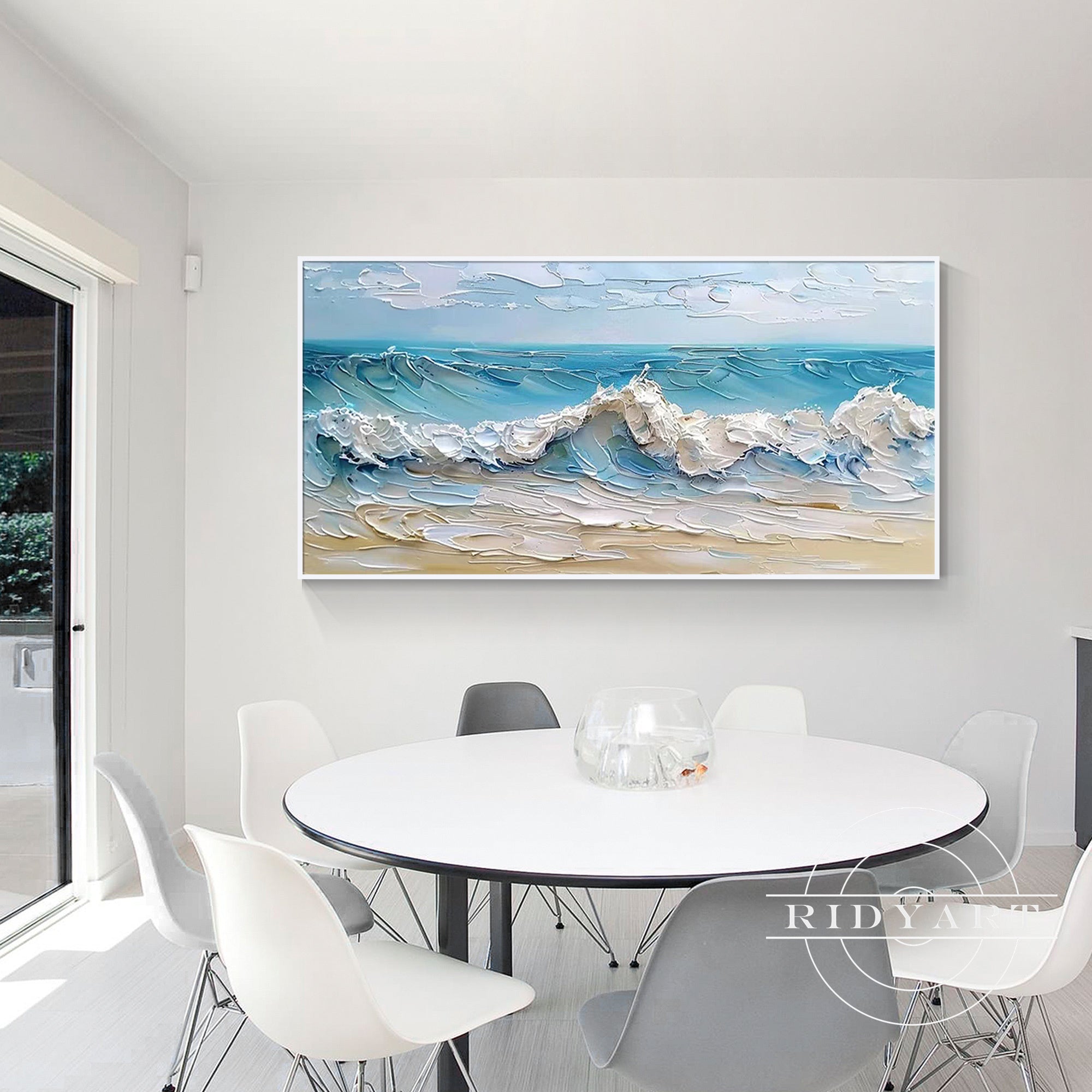 Extra large horizontal sea-inspired painting for living room