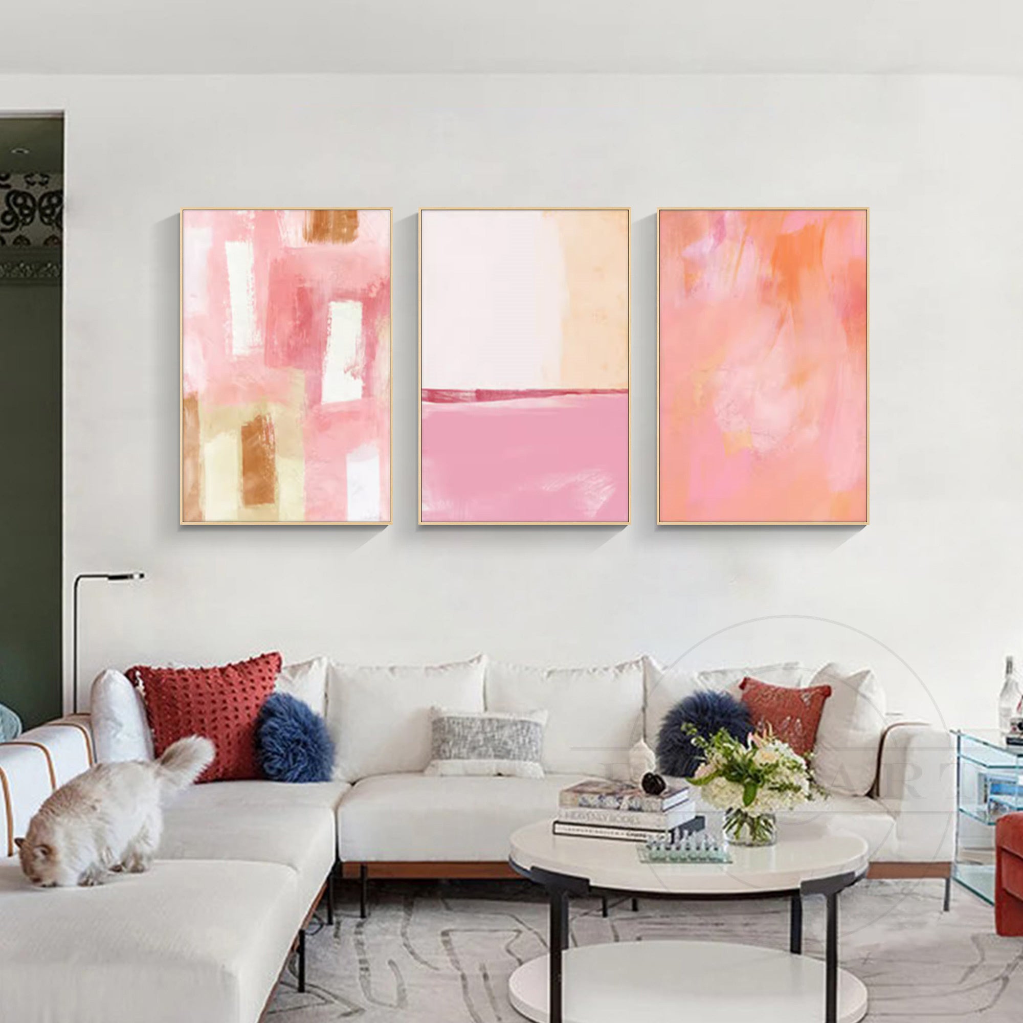 Extra-large pink preppy wall art for modern decor