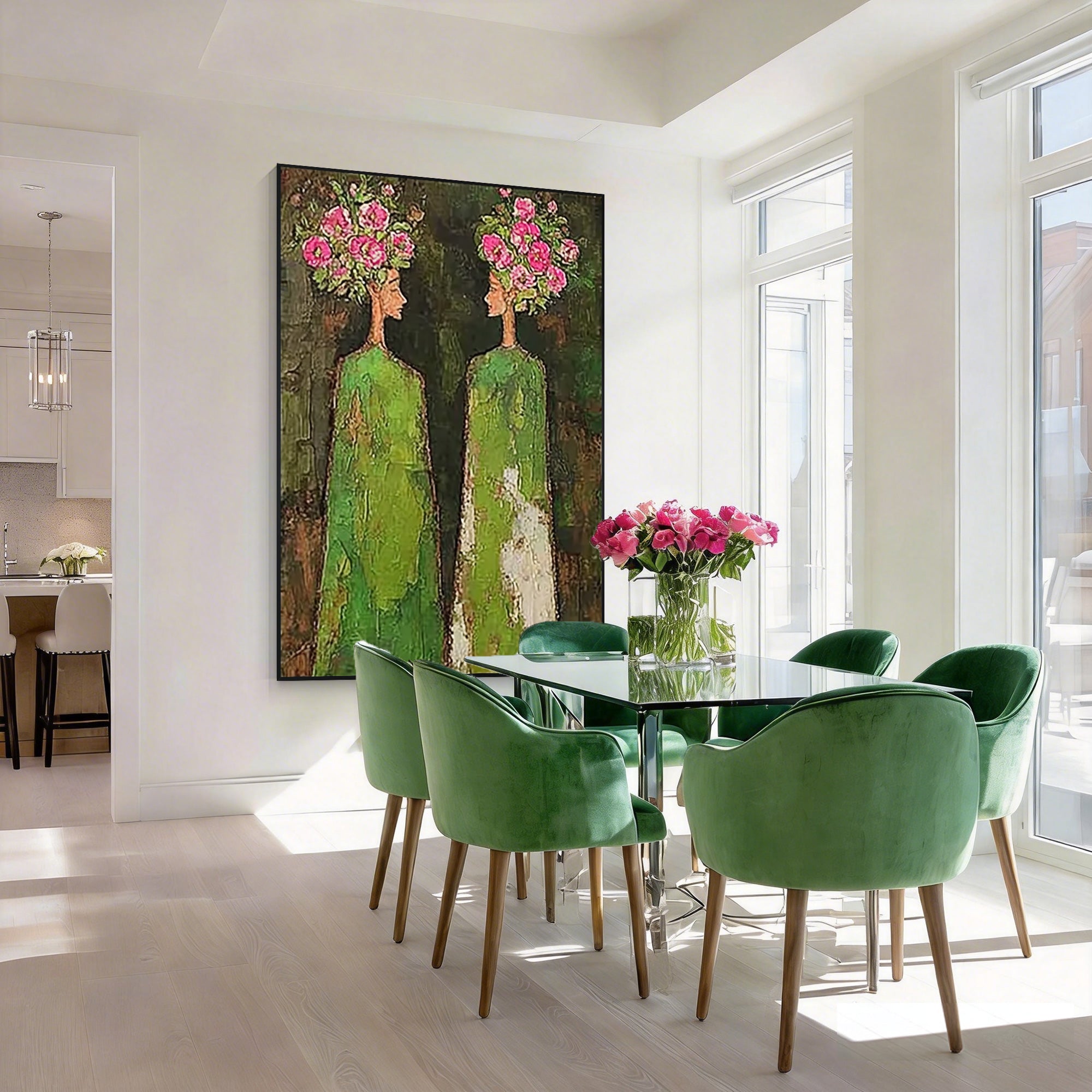 elegant figurative painting woman canvas modern decor