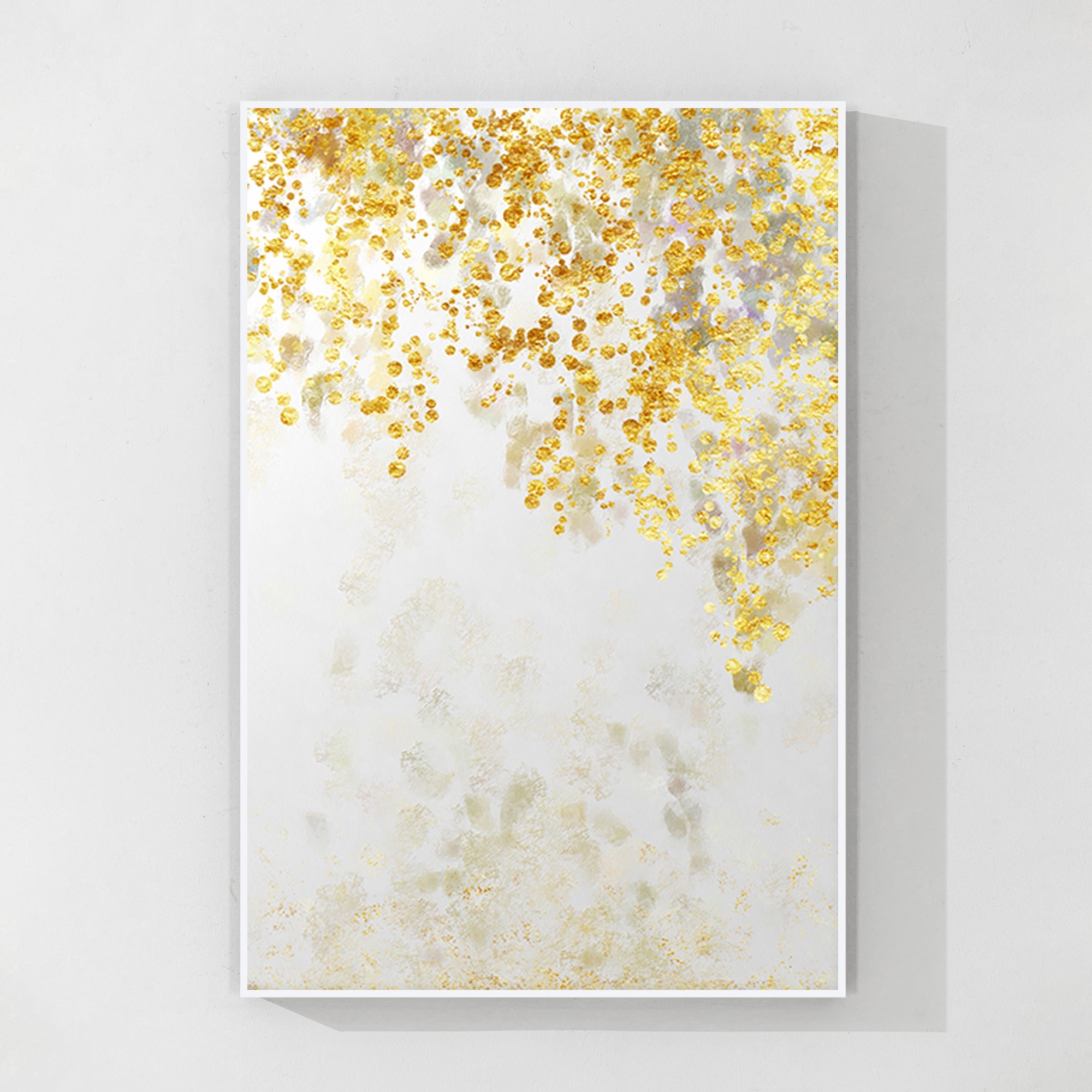 Gold leaves abstract canvas wall art