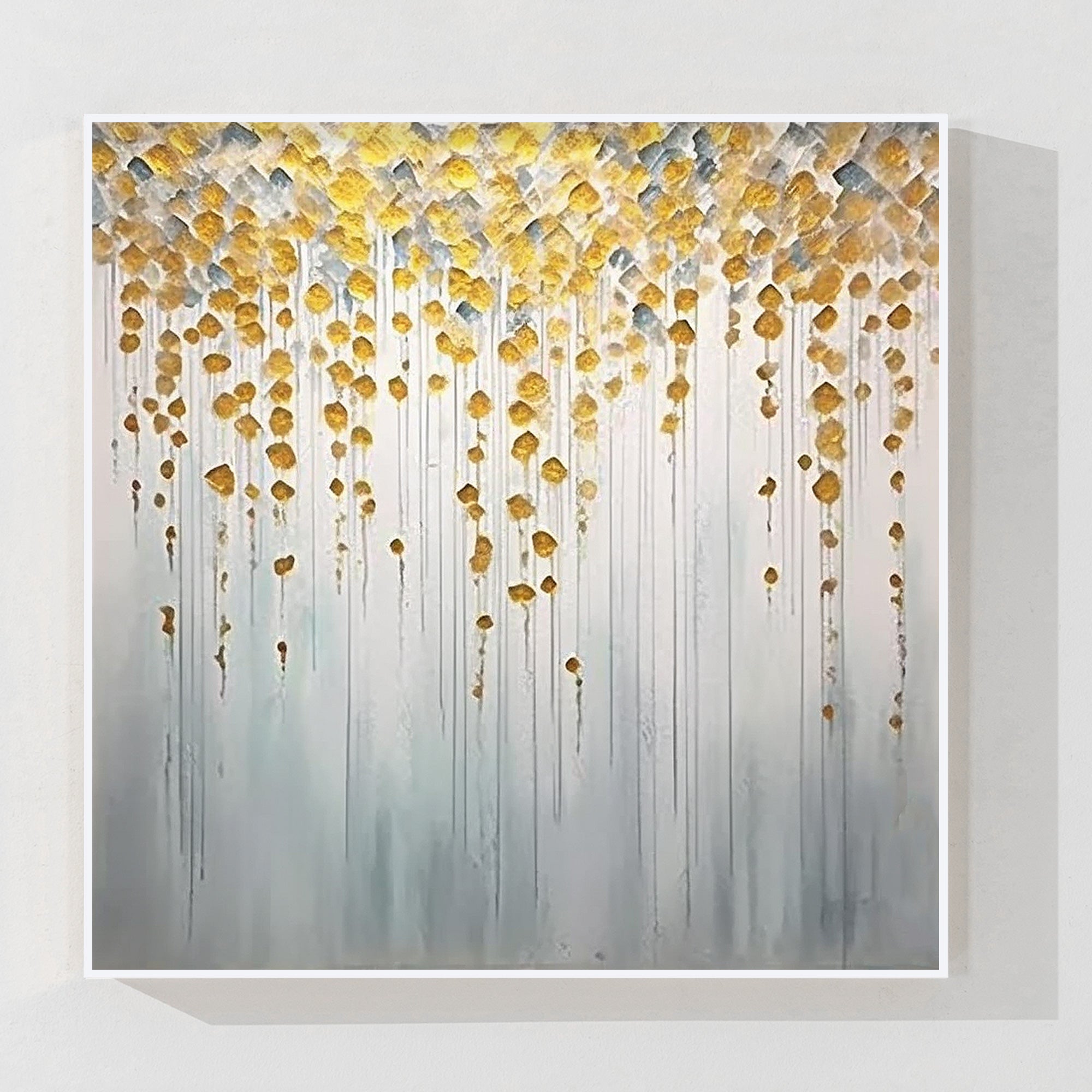 Gold silver textured flower painting