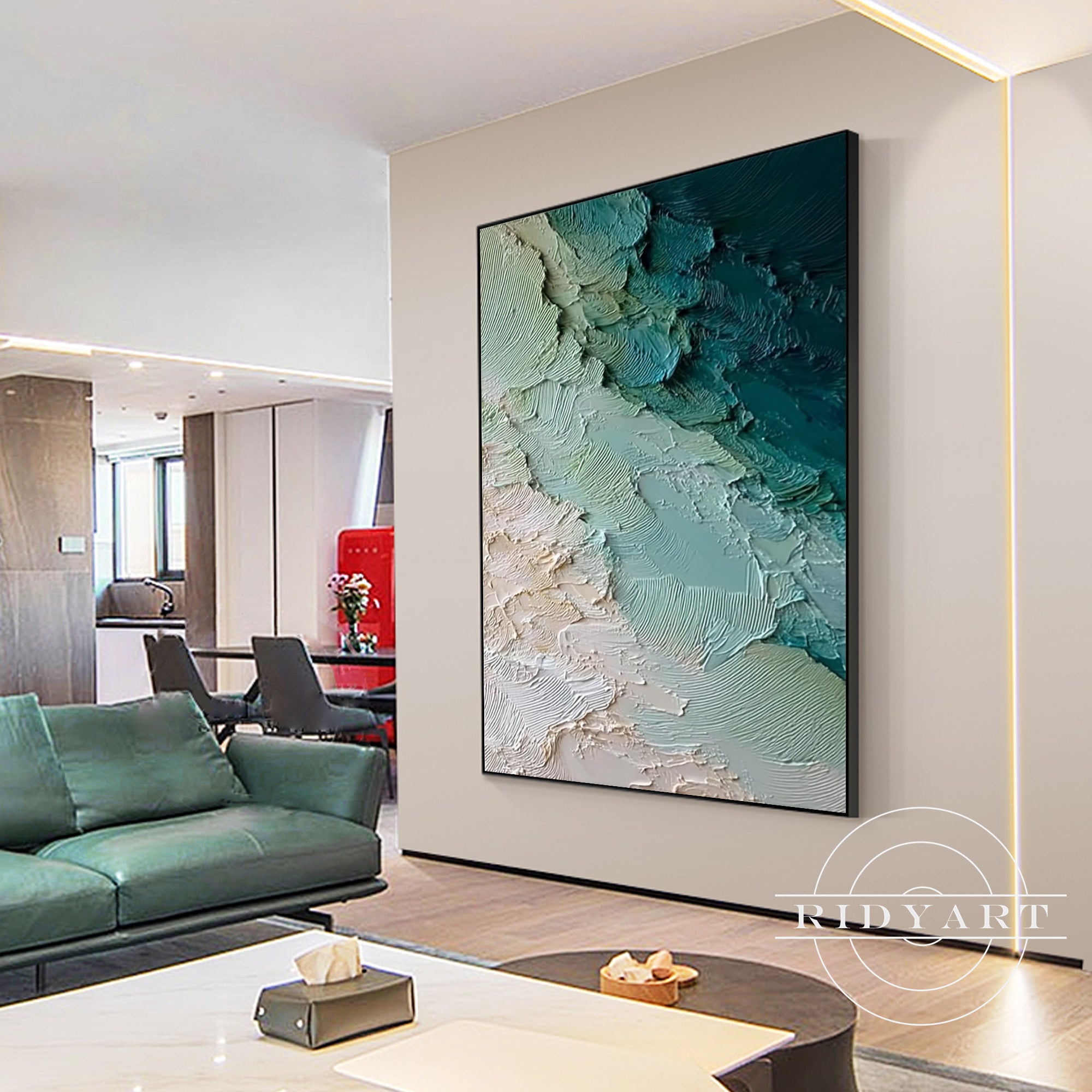 contemporary deep green abstract wall art