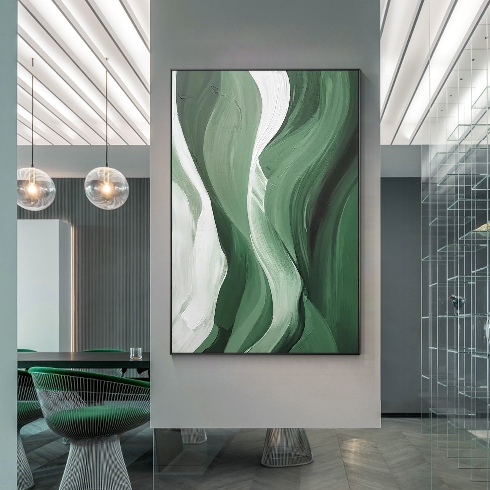  green oil painting for living room