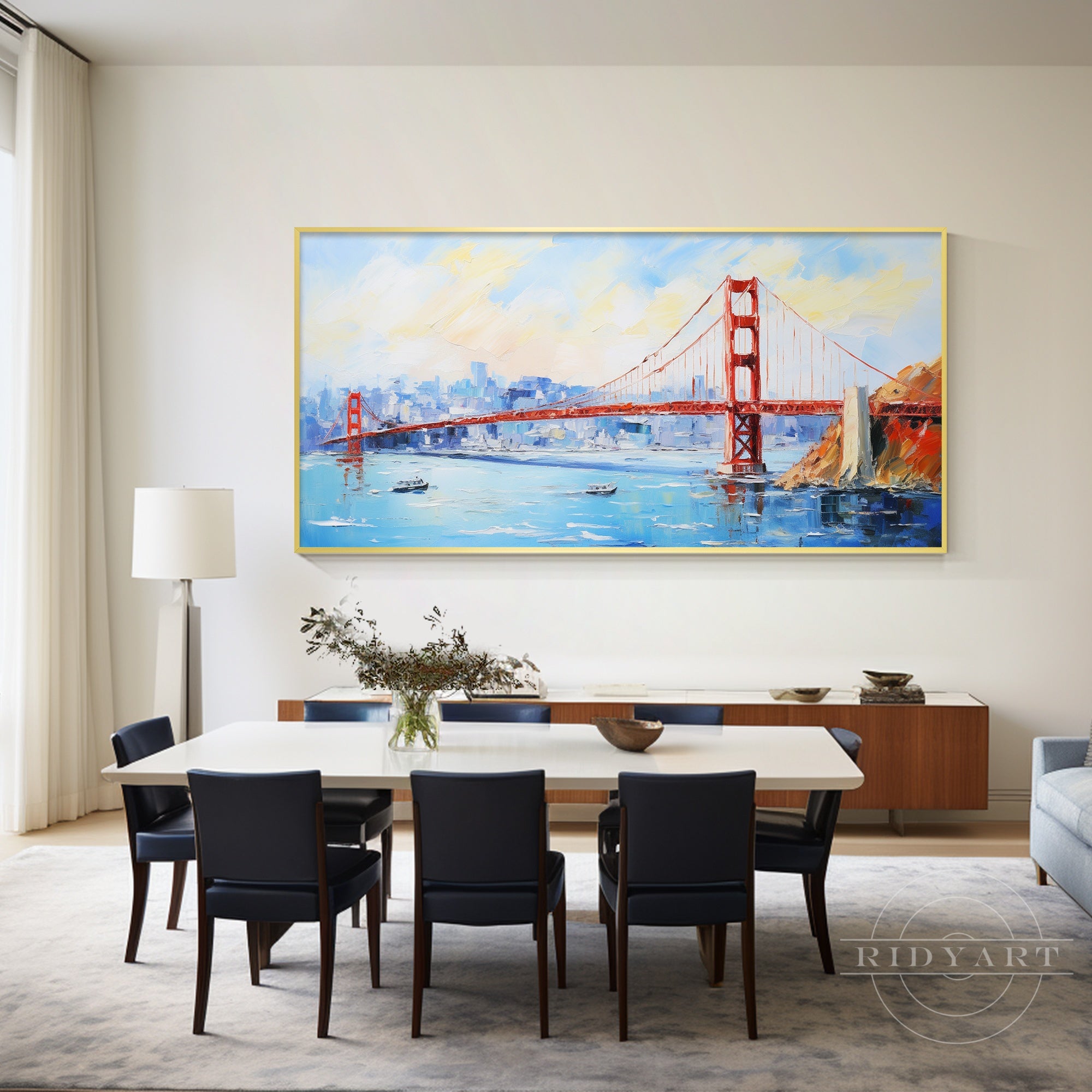 Iconic Golden Gate Bridge artwork for modern wall decor.