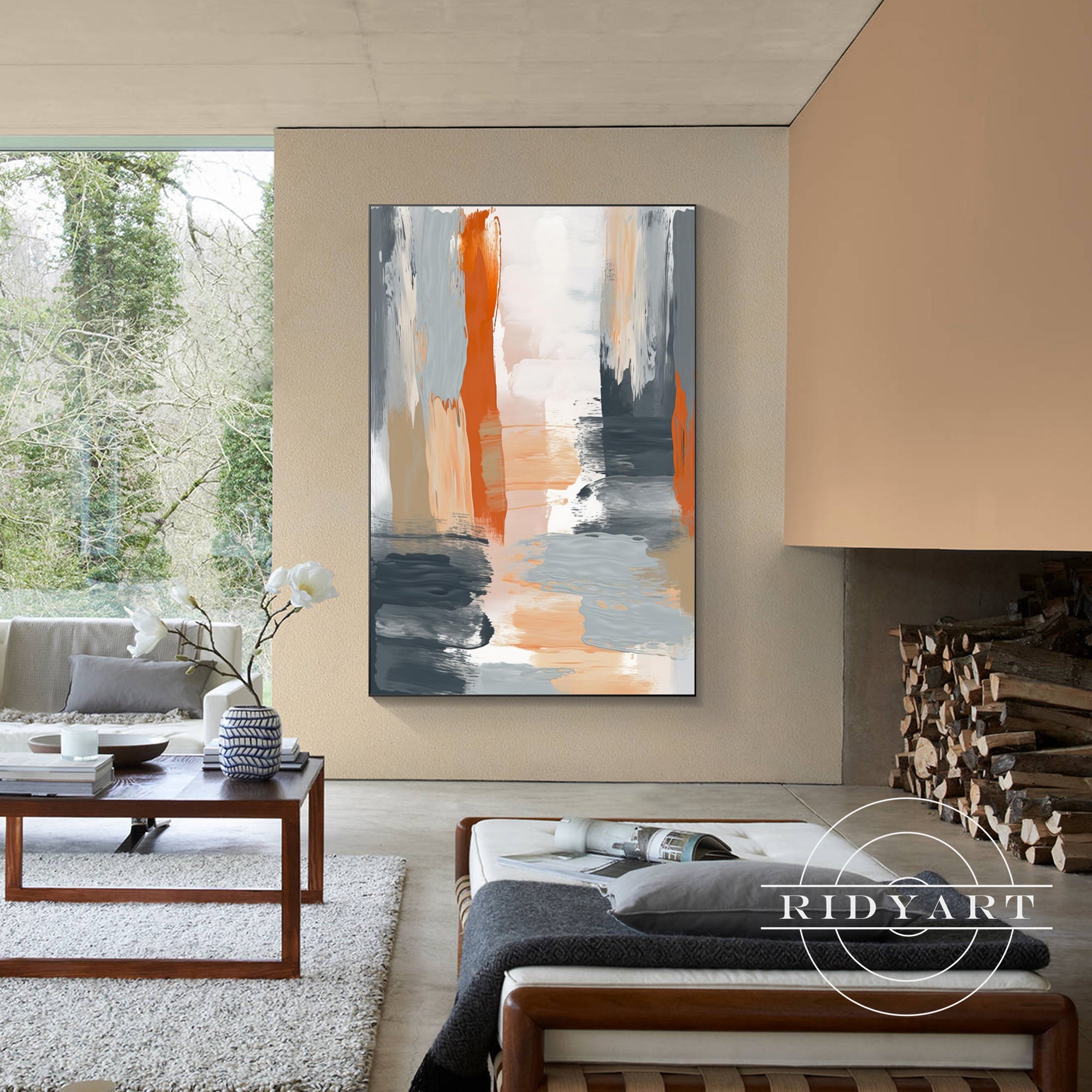 Hand-painted Modern Boho Wall Art in Neutral Colors