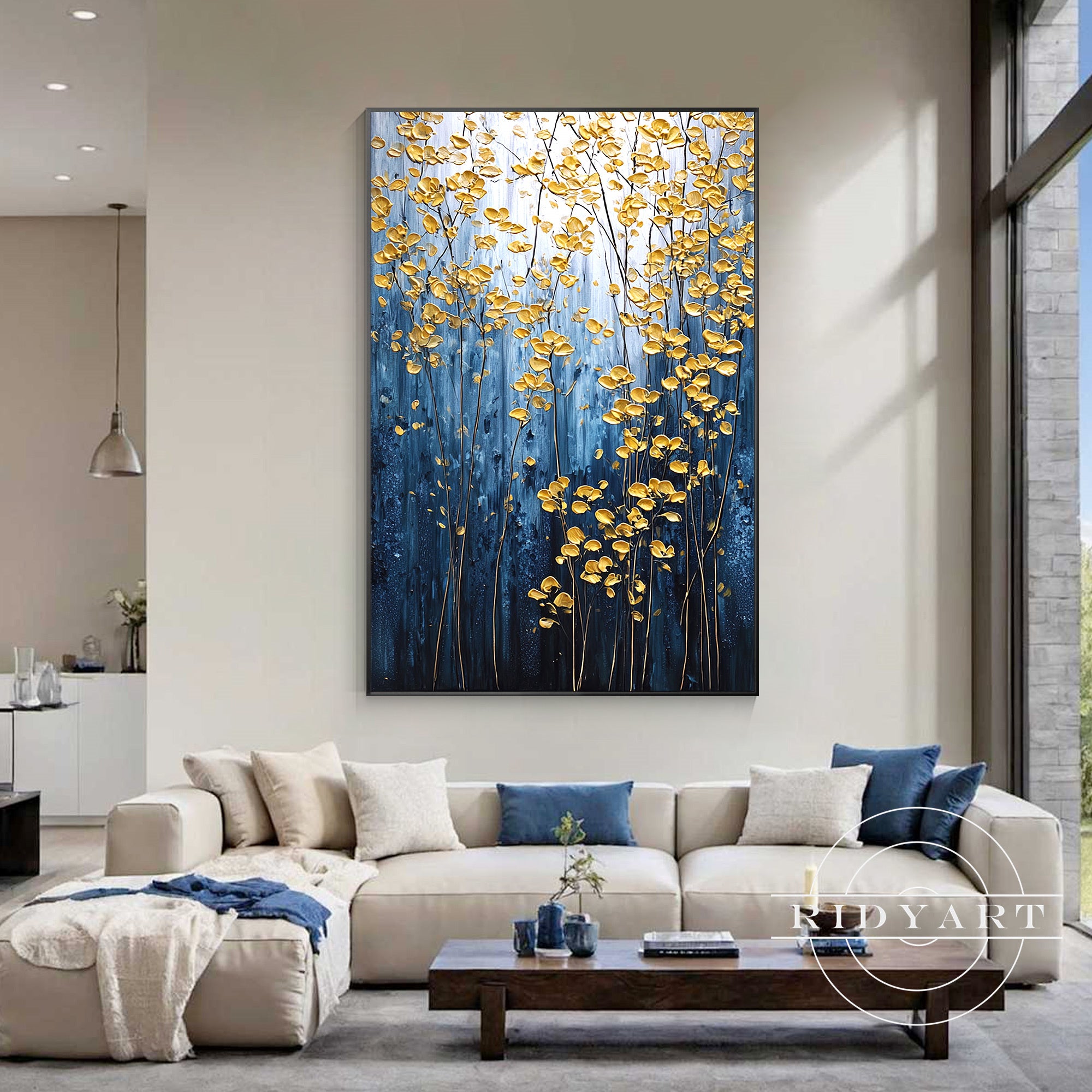textured floral painting for home interior