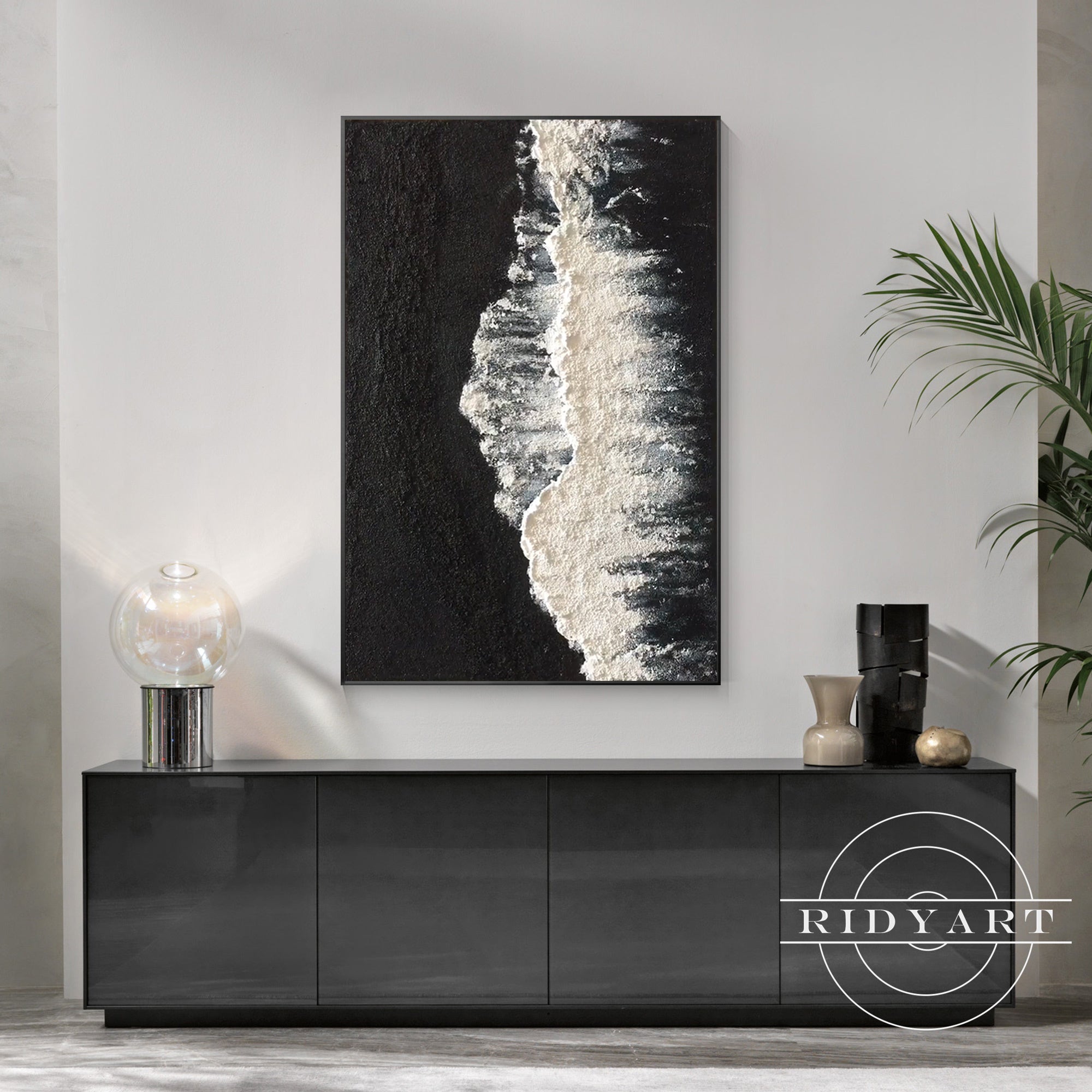 
Large 3D textured ocean waves wall décor for modern homes