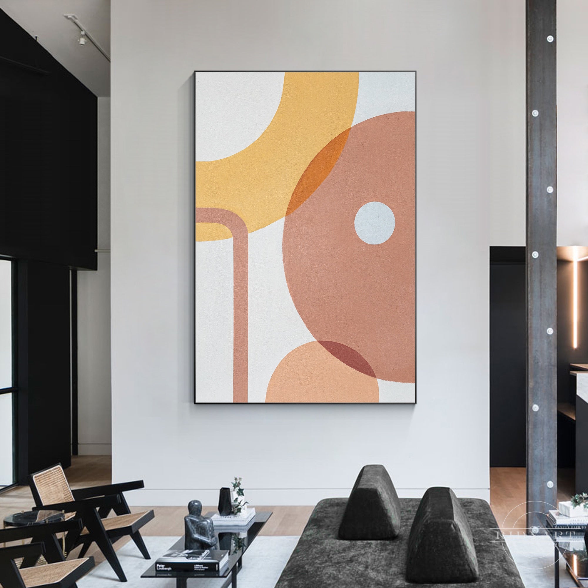BOHO abstract minimalist painting on canvas, extra-large art.
