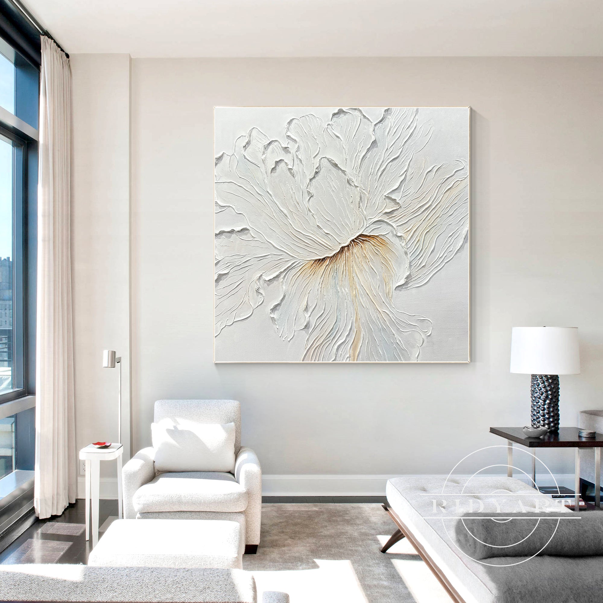 White Flower Thick Textured 3D Minimalist Painting