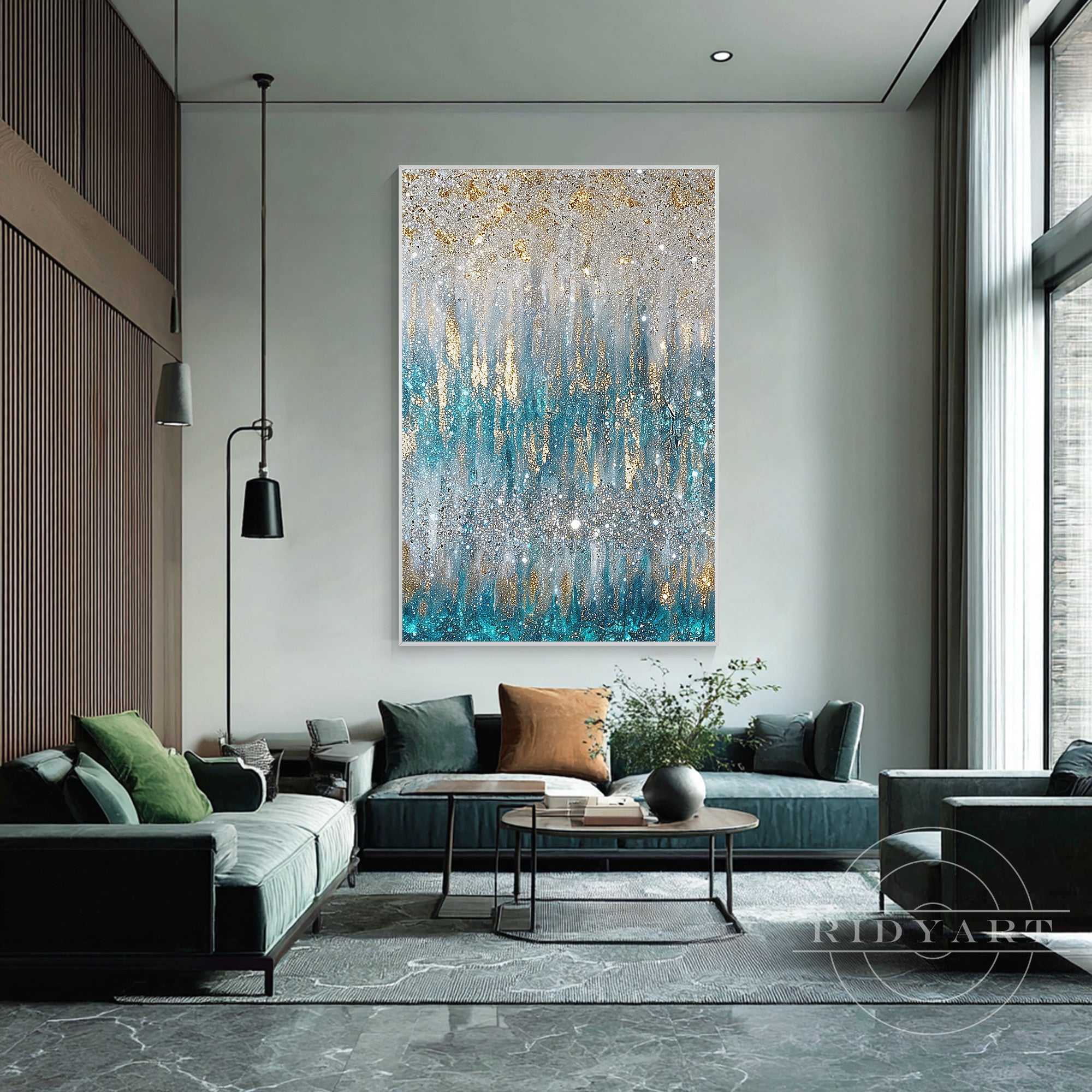 Handmade abstract glitter painting close up texture