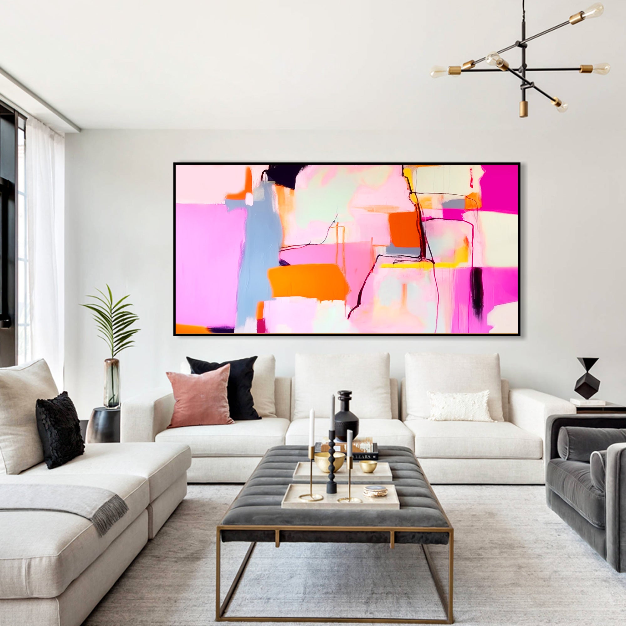 Hot Pink colorful Abstract Painting