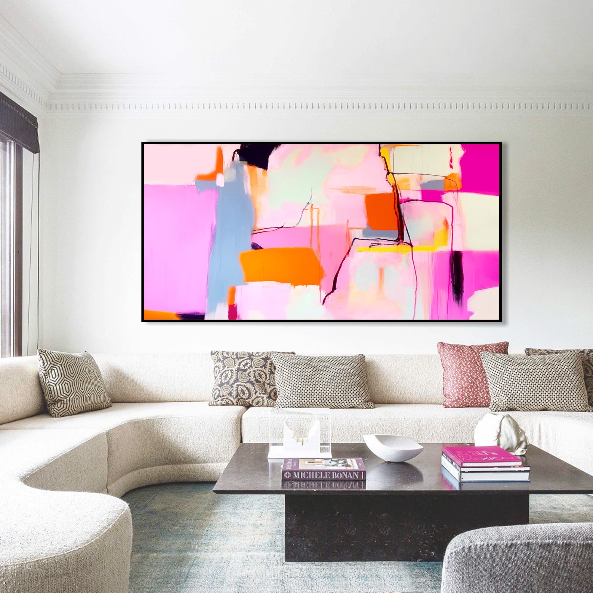 Hot Pink colorful Abstract Painting