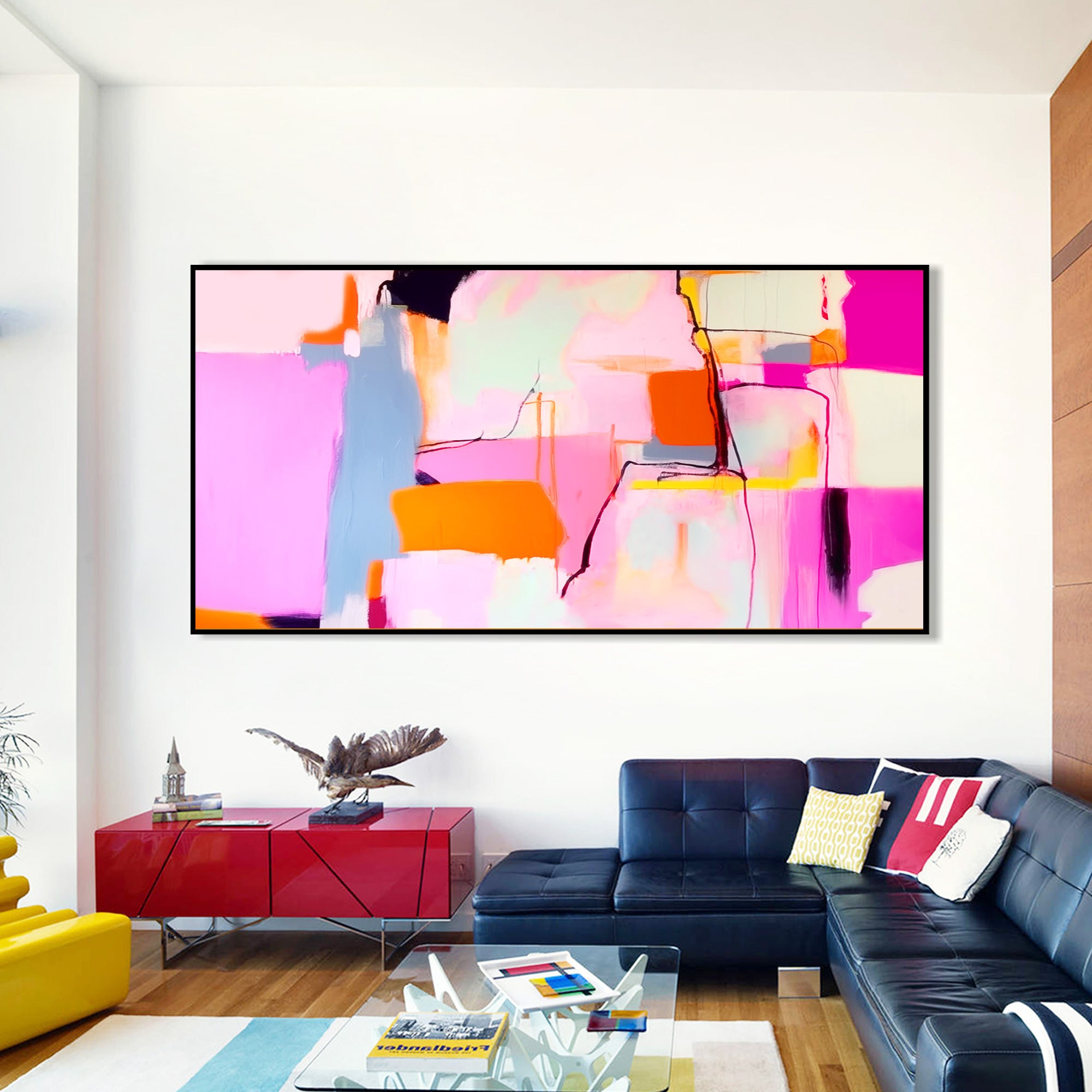 Hot Pink colorful Abstract Painting