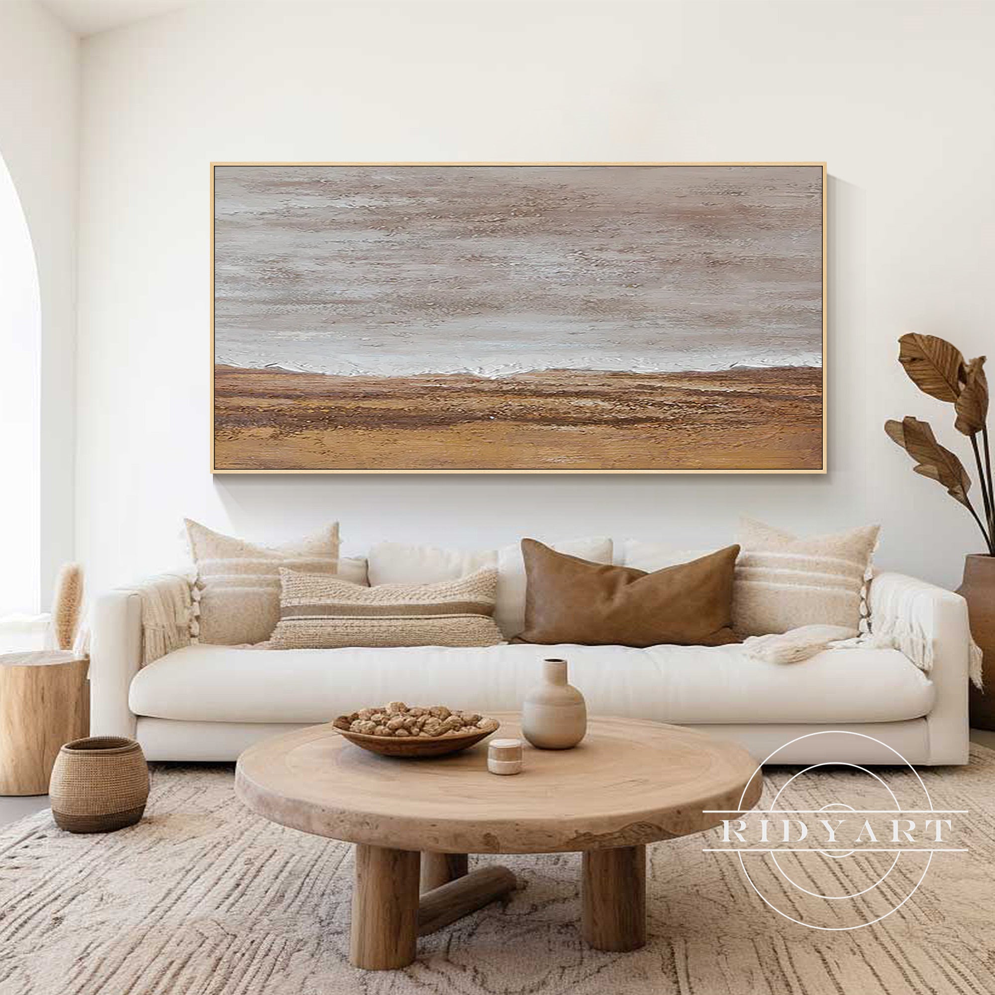 Japandi style canvas painting minimalist framed wall decor