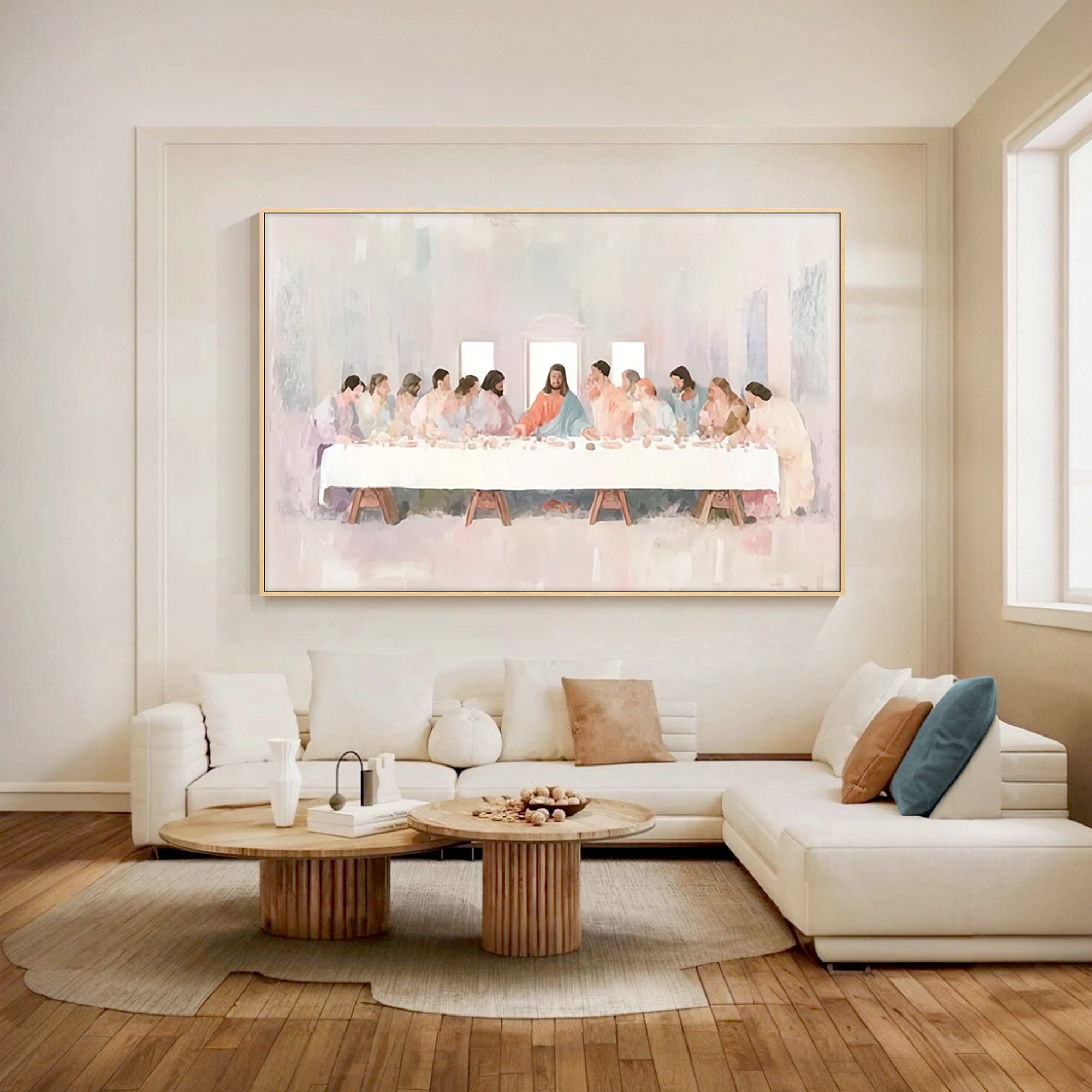 colorful last supper religious painting living room