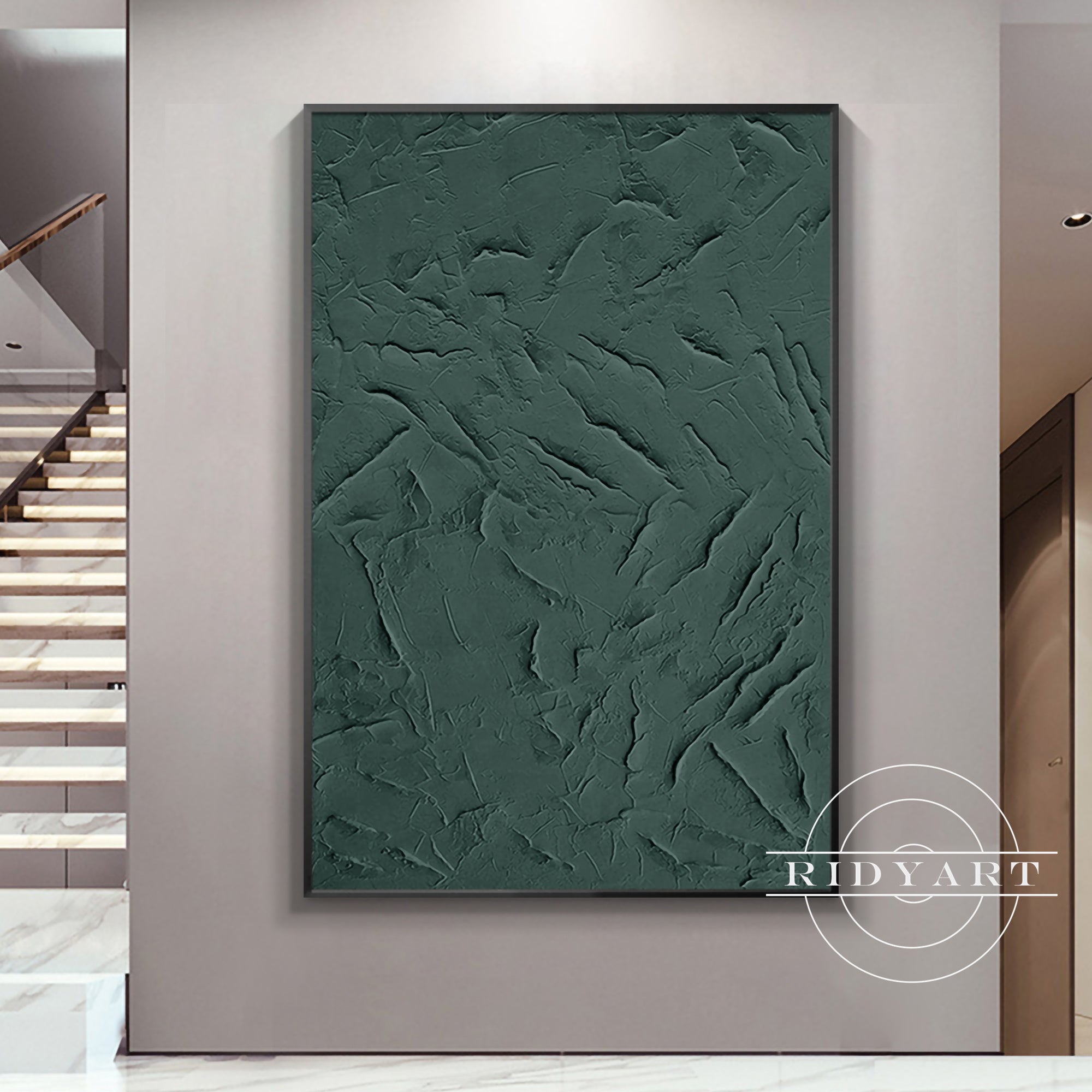 Large deep green canvas art for living room wall decoration