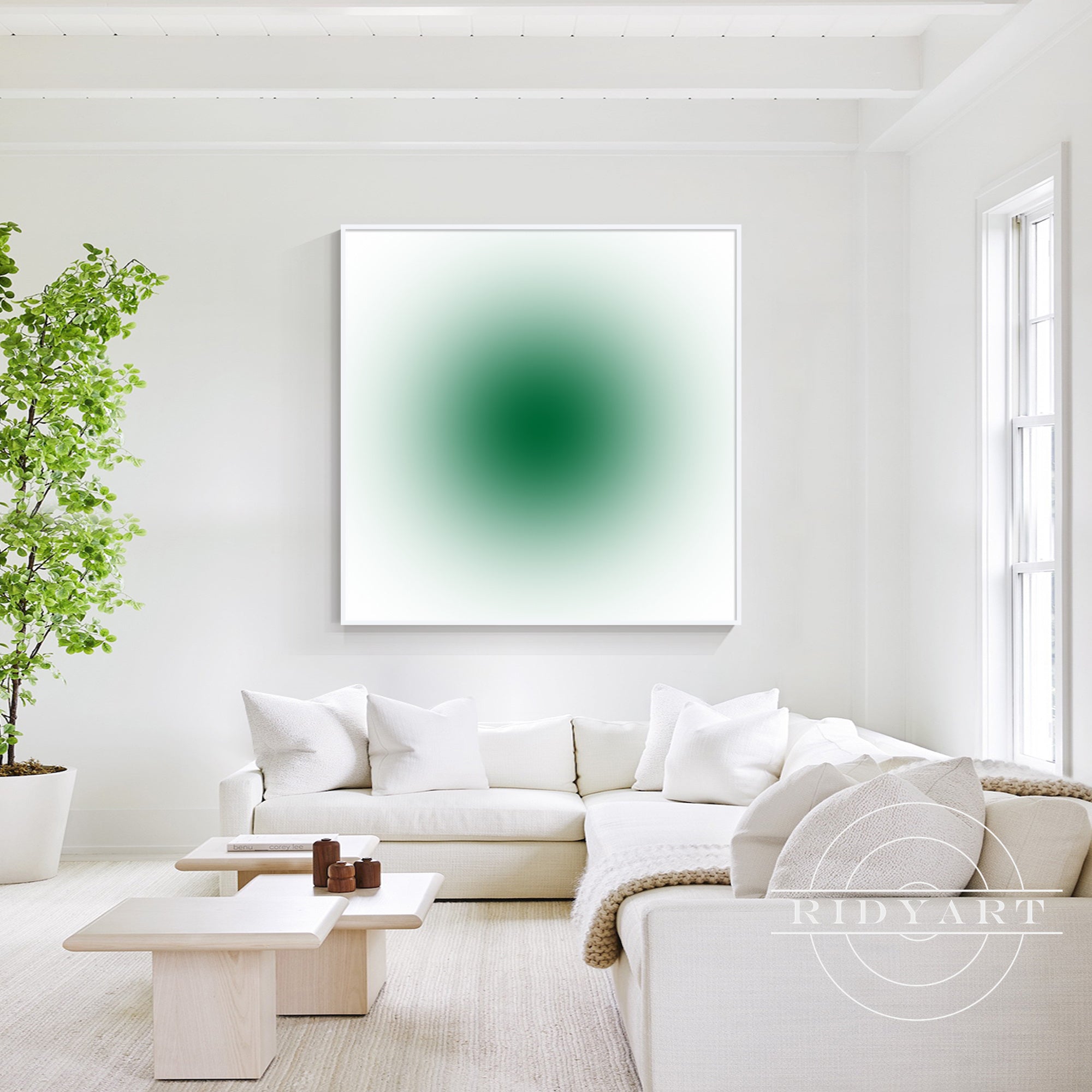 Minimalist neon gradient wall décor for modern living room