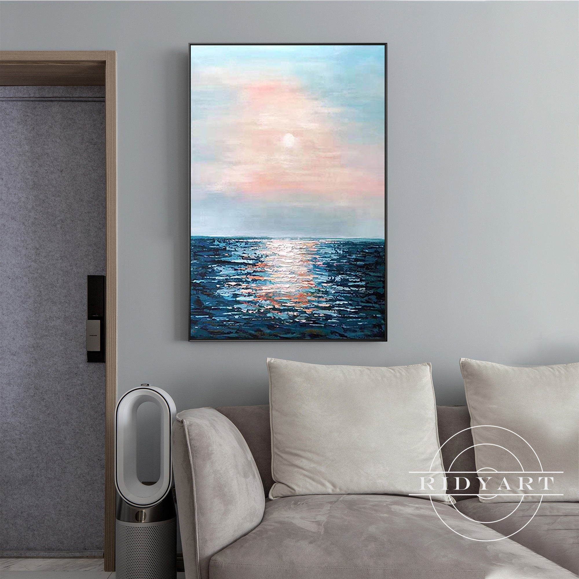 Hand-painted abstract seascape on canvas