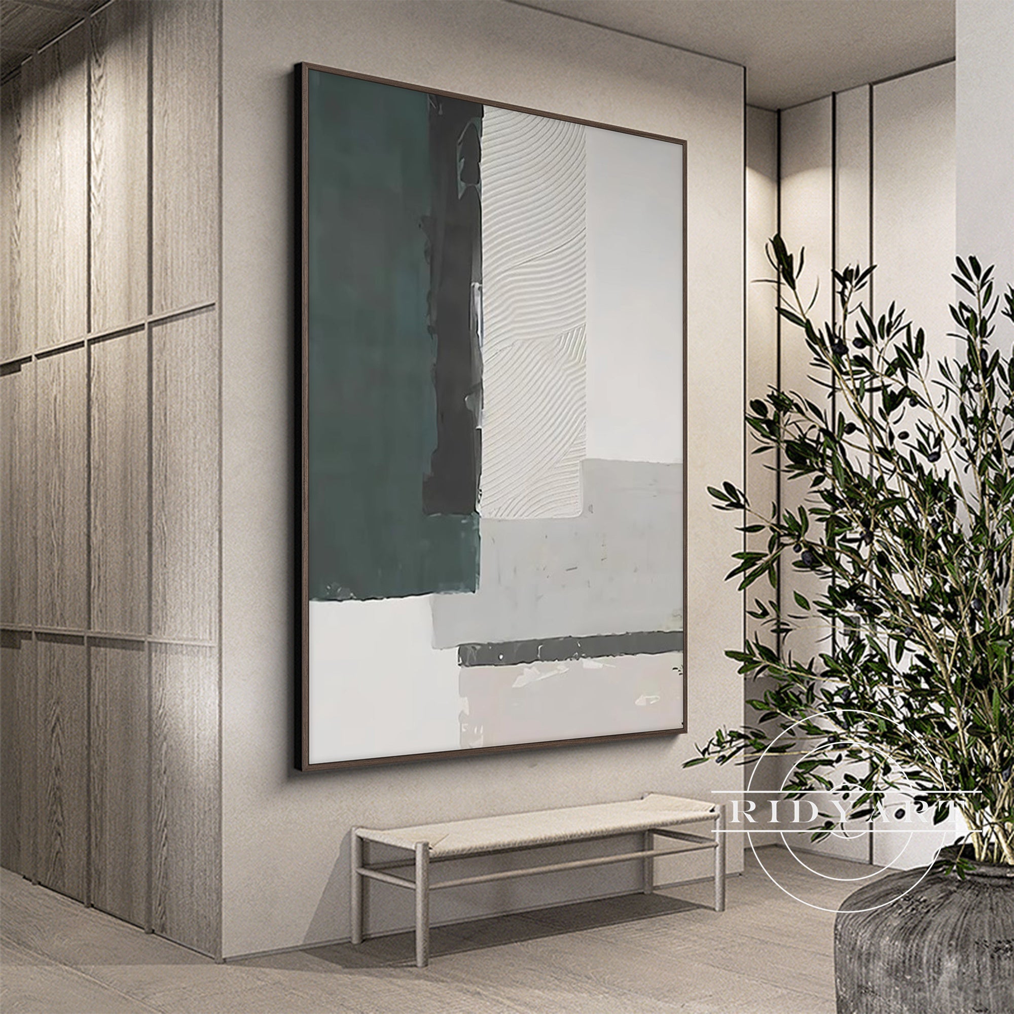 Large Japandi abstract canvas in Nordic minimalist style