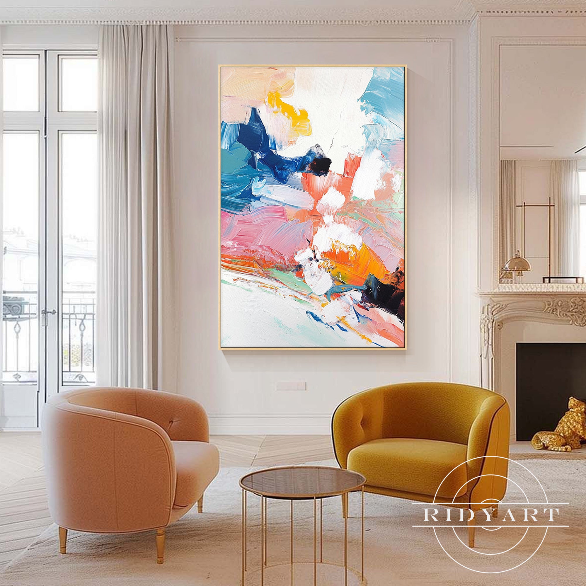 Large original painting with vibrant bold brushstrokes