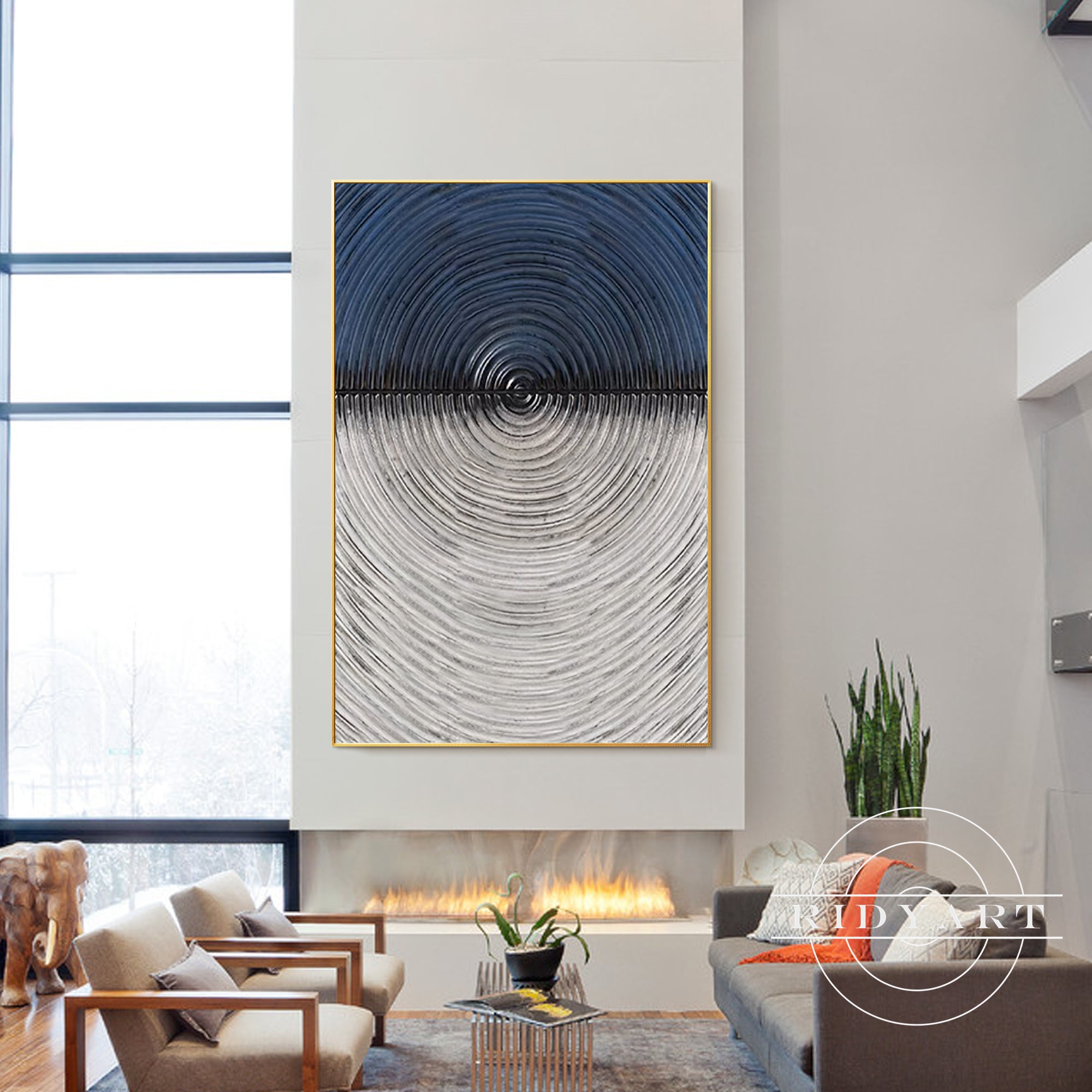 Large abstract textured canvas painting