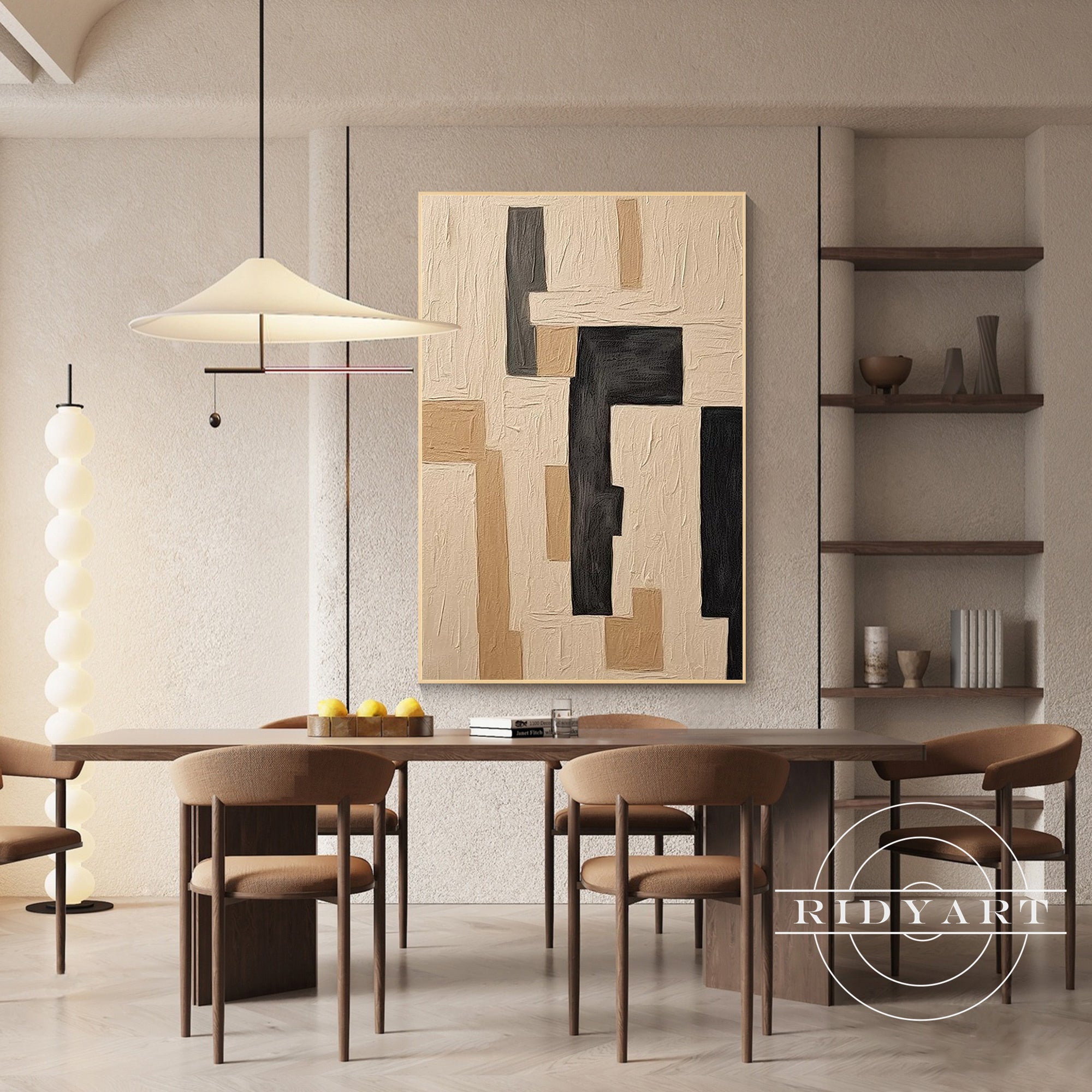 Extra large beige and brown wall painting