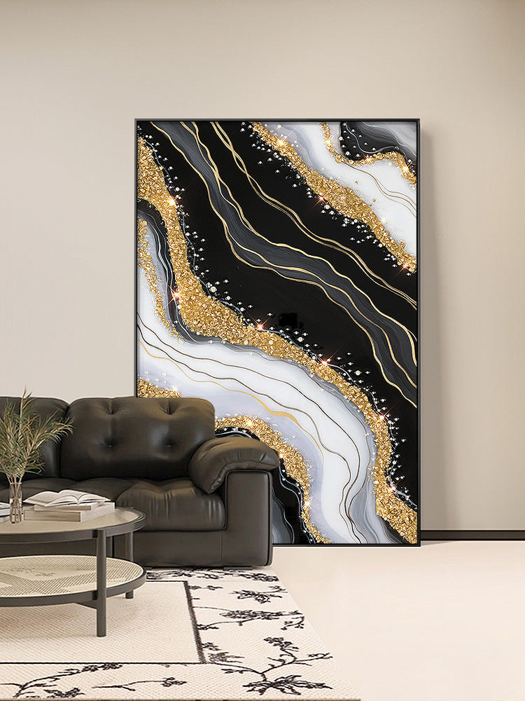 luxurious  resin Geode Black And Gold Art