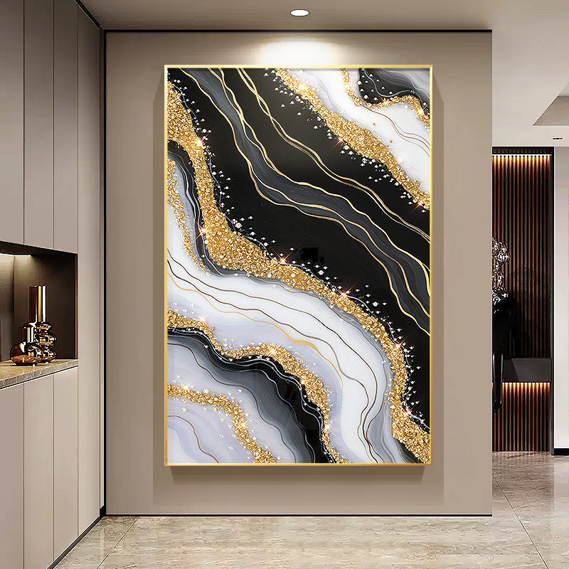 luxurious  resin Geode Black And Gold Art