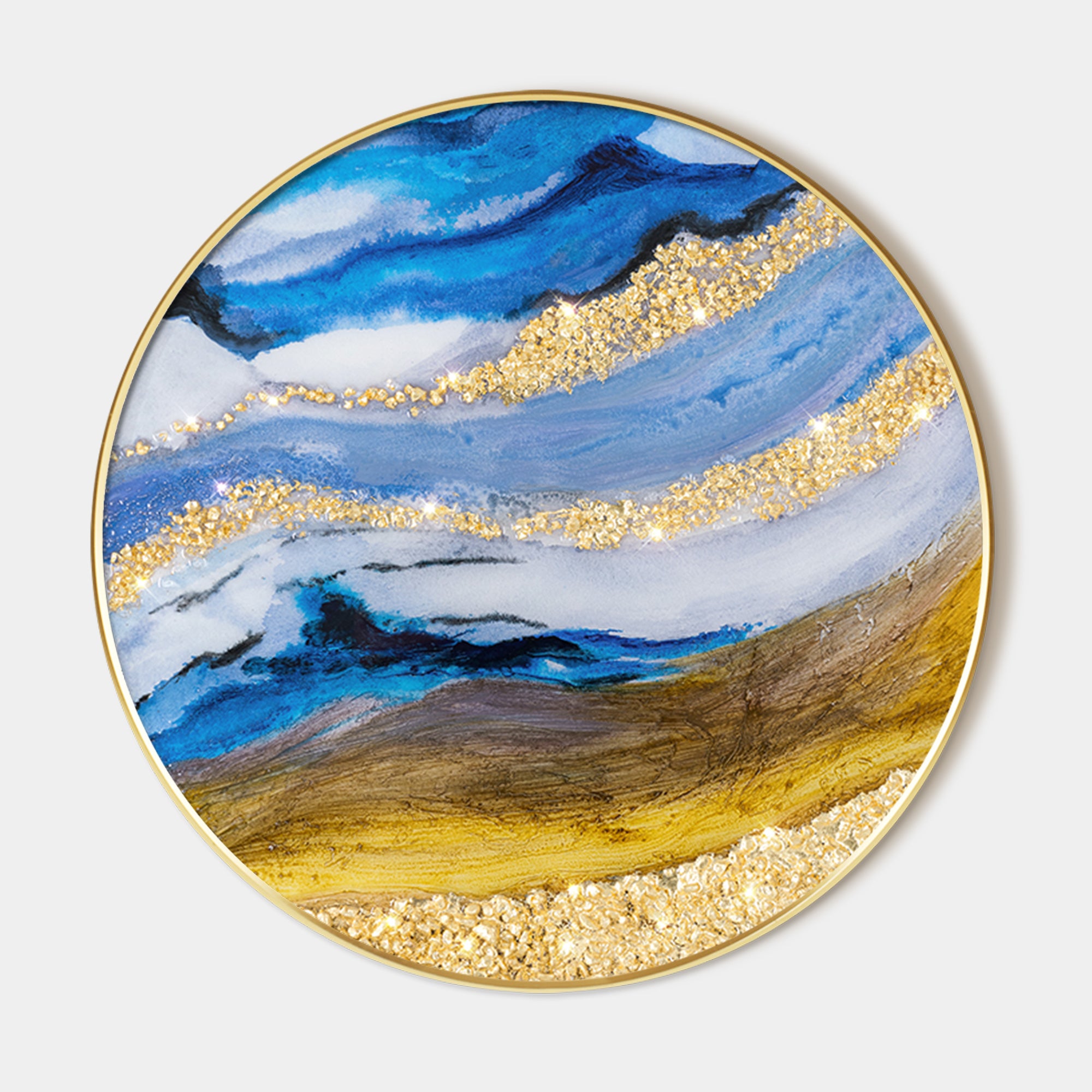 Luxurious Resin Geode Ocean and Beach painting Framed