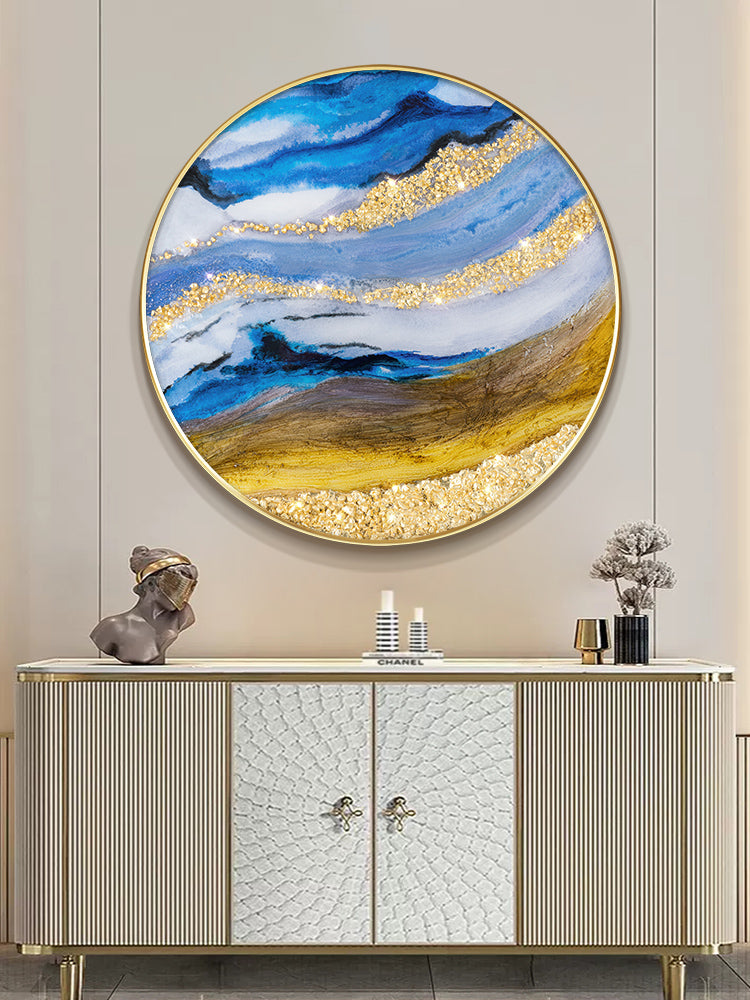 Luxurious Resin Geode Ocean and Beach painting Framed