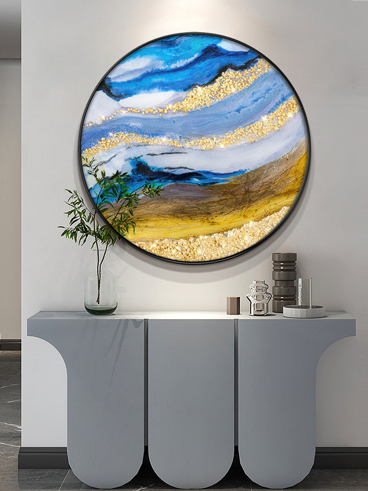 Luxurious Resin Geode Ocean and Beach painting Framed