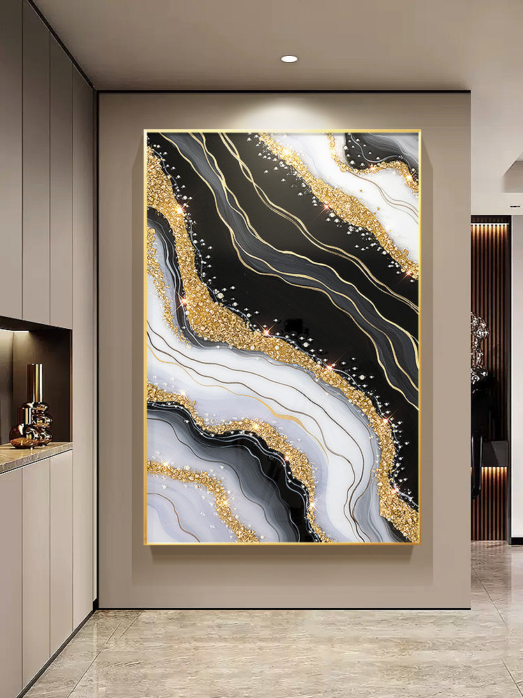 luxurious  resin Geode Black And Gold Art