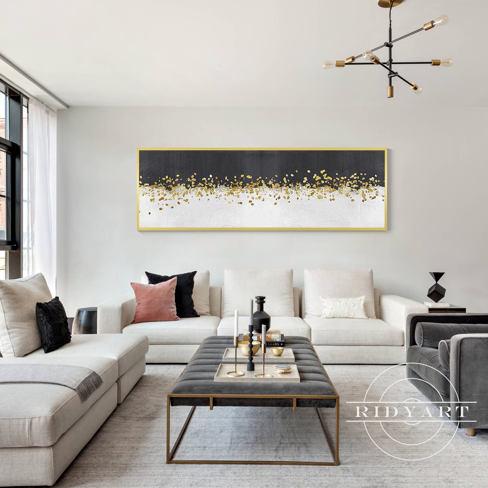 Hand-painted gold foil artwork on canvas