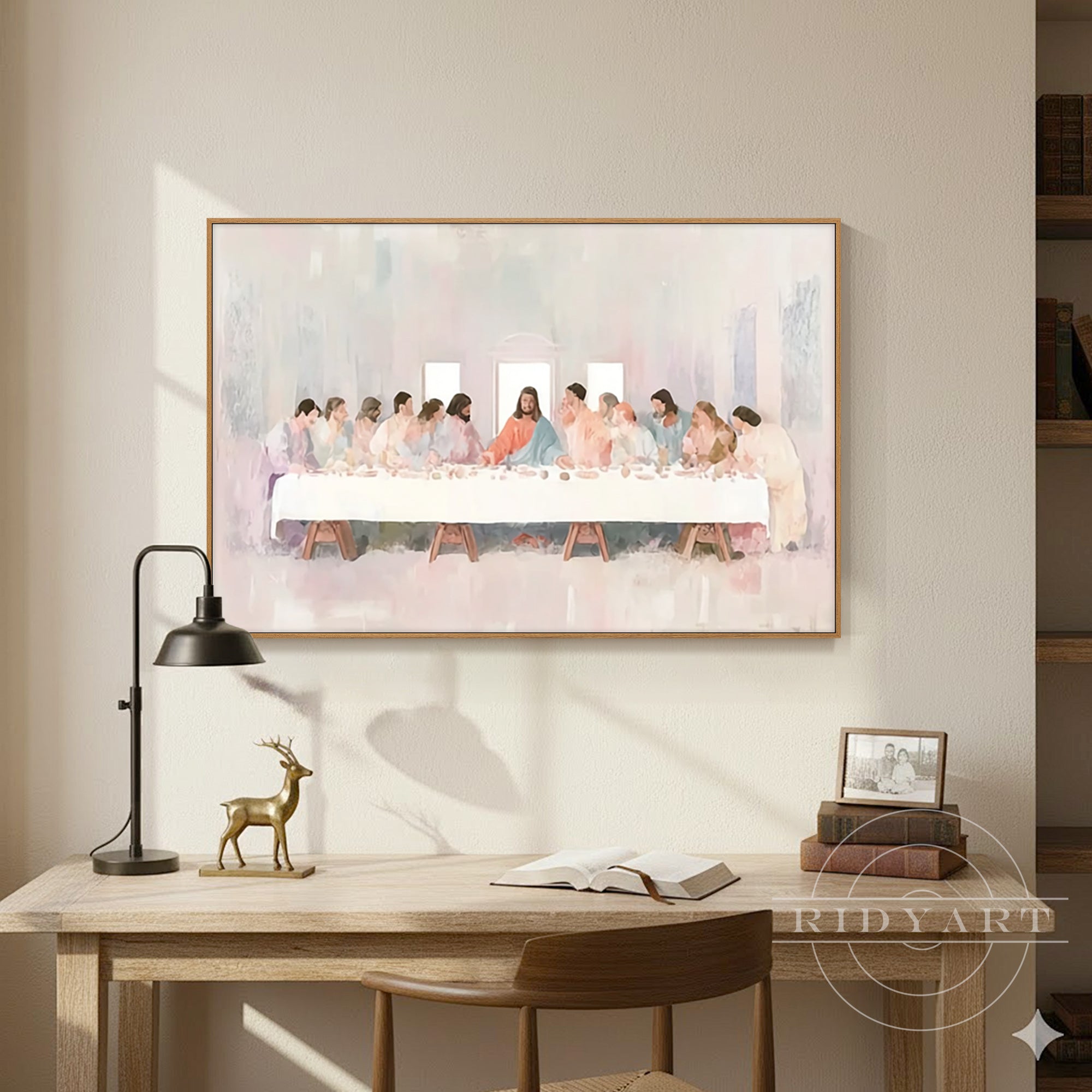 Minimal modern Jesus painting for living room decor